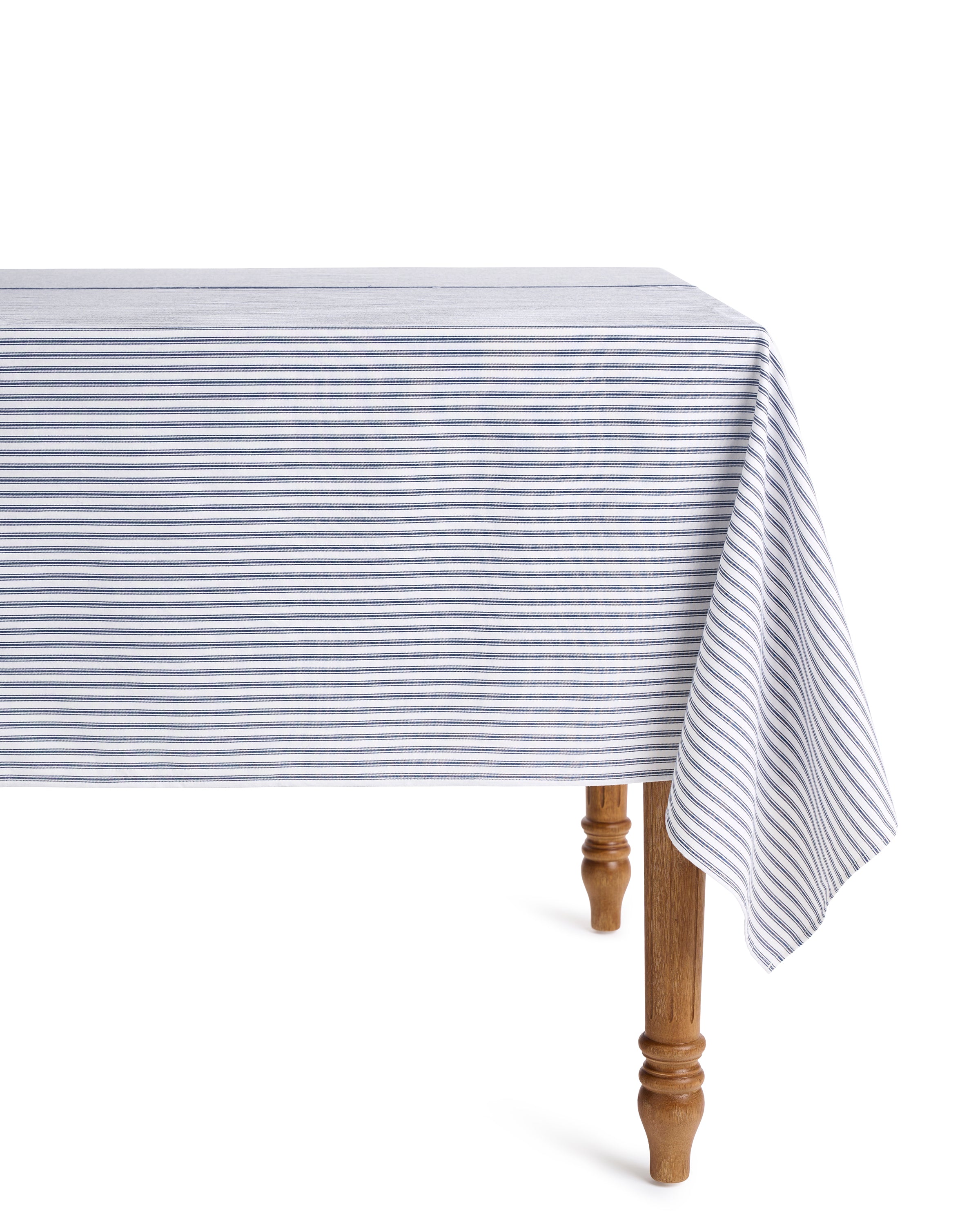 Tablecloth Heavy Linen with a Herringbone Weave and Blue Border Stripes LINEN 1850 36 X47 popular