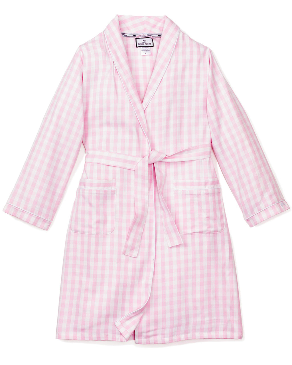 Pretty Pastel Gingham Check Print Snap Front Robe