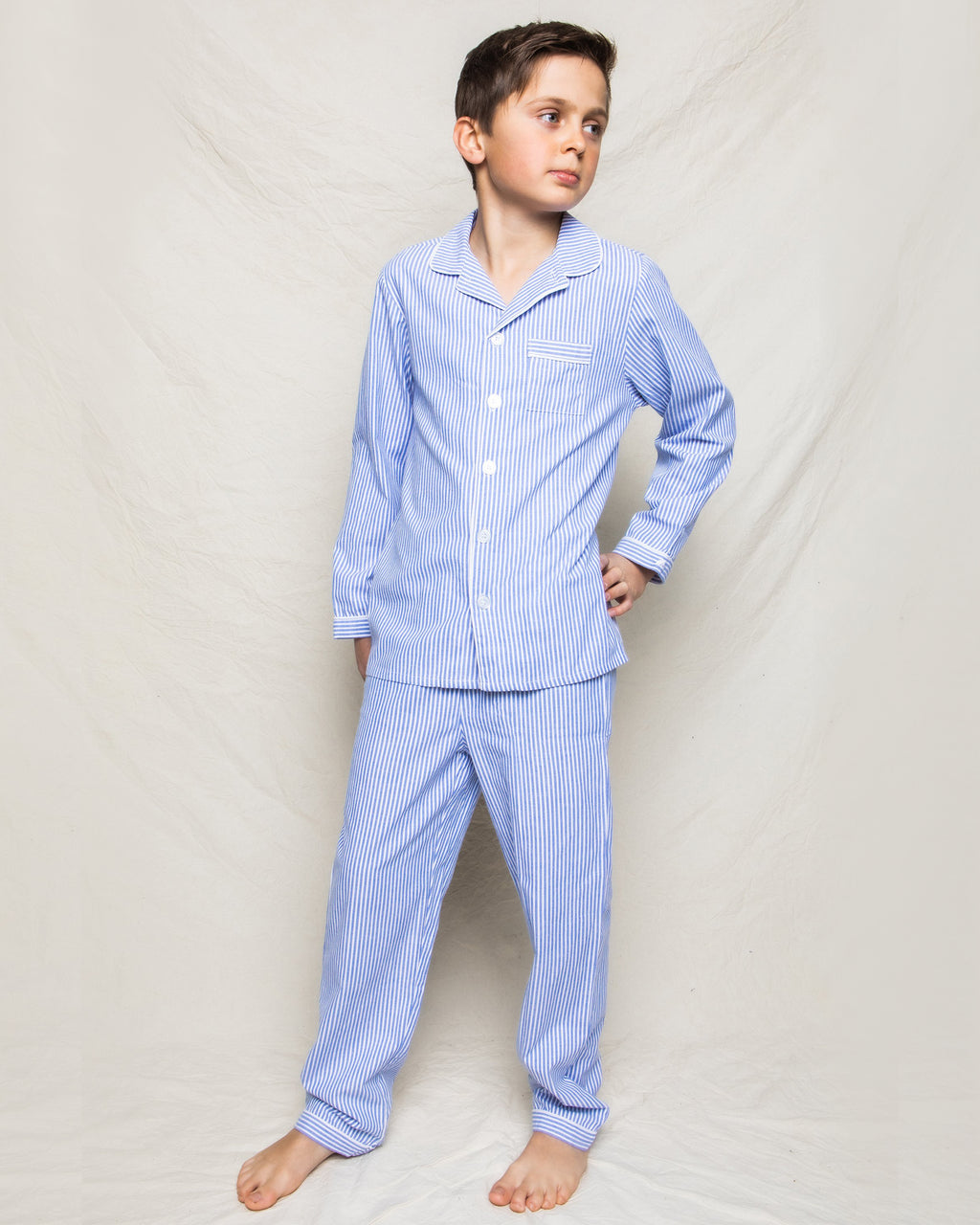 Boy's French Blue Seersucker Cotton Pajama Set