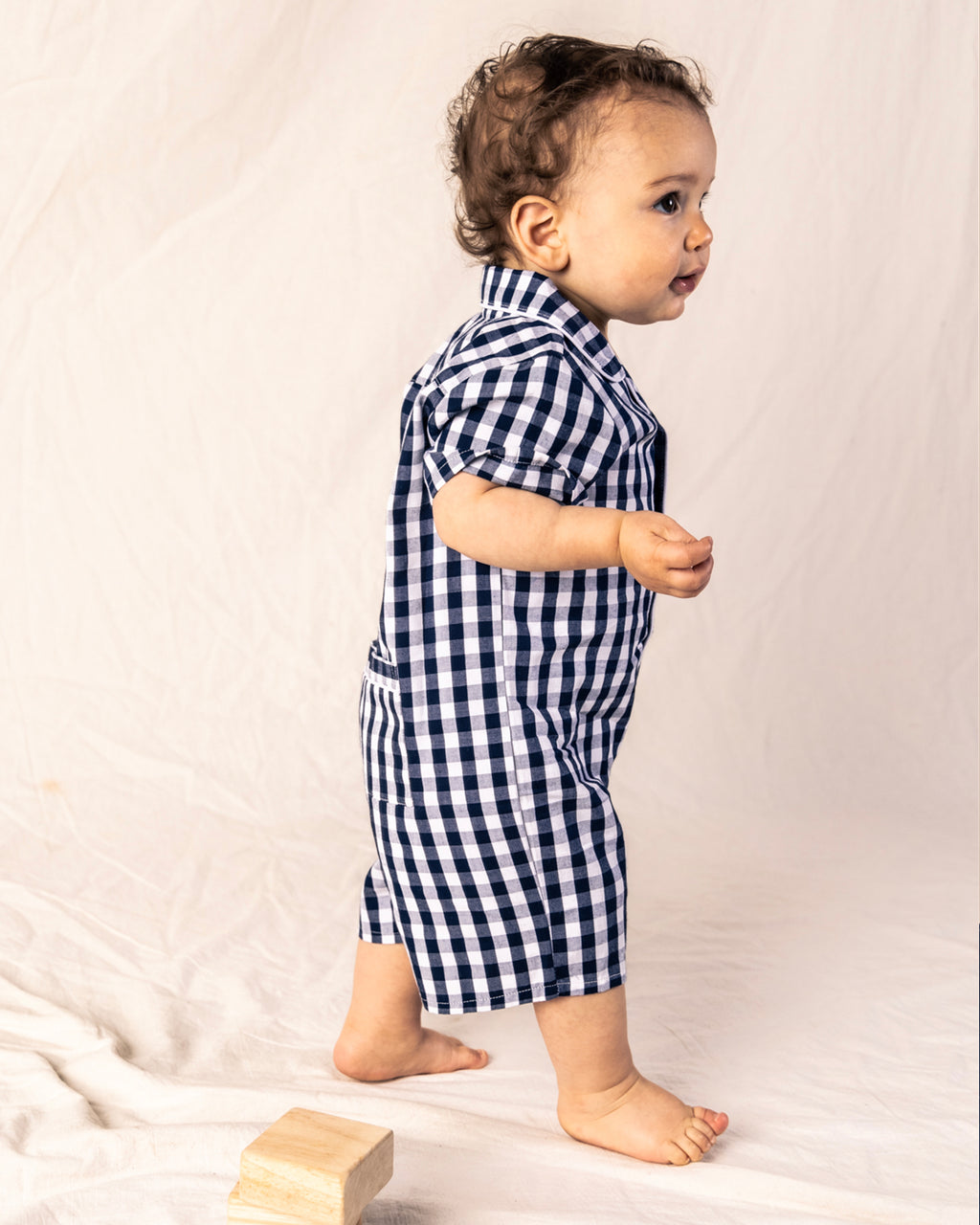 Gingham 2025 baby romper