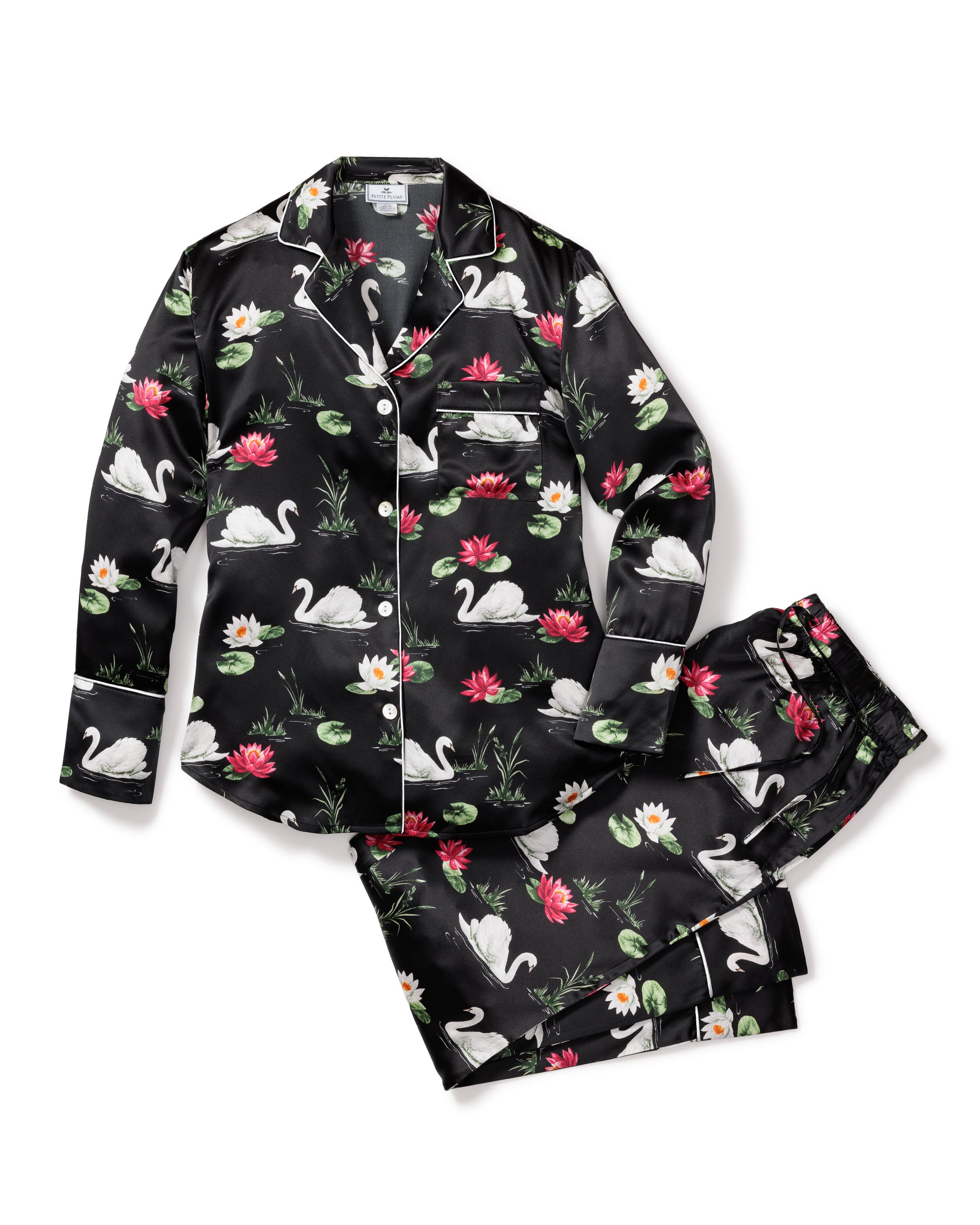 Woman Within Pajamas Set satin floral pjs pants top Size 3 X elastic waist  Women