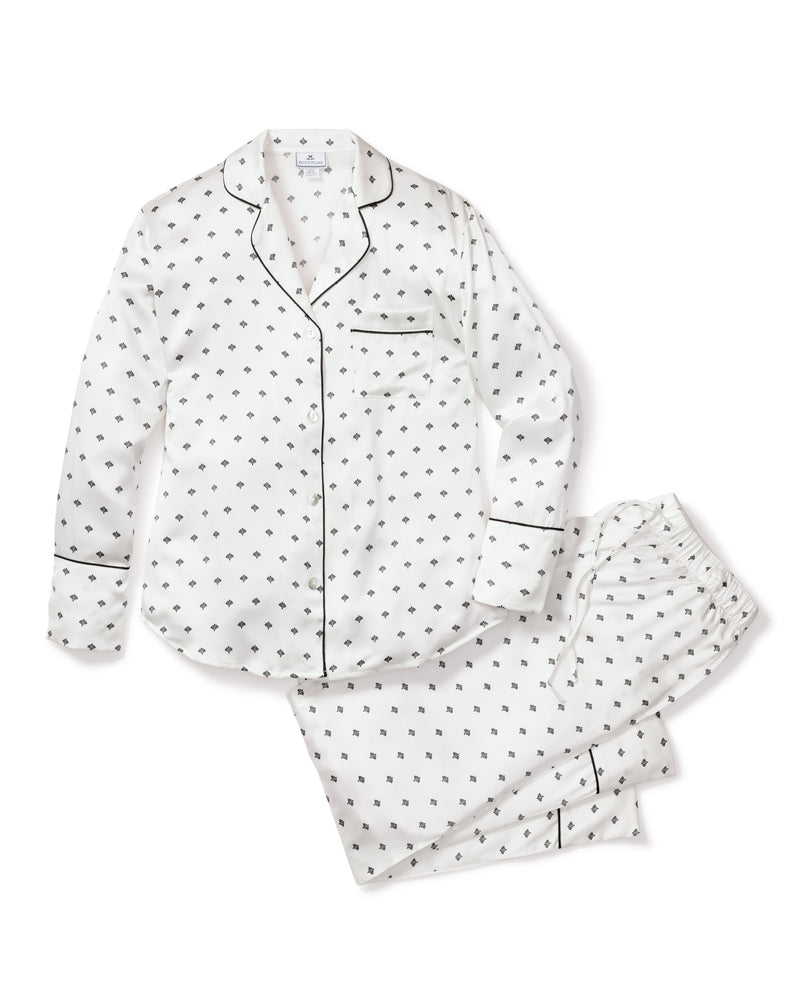 Women's Silk Pajama Set in White Art Nouveau – Petite Plume