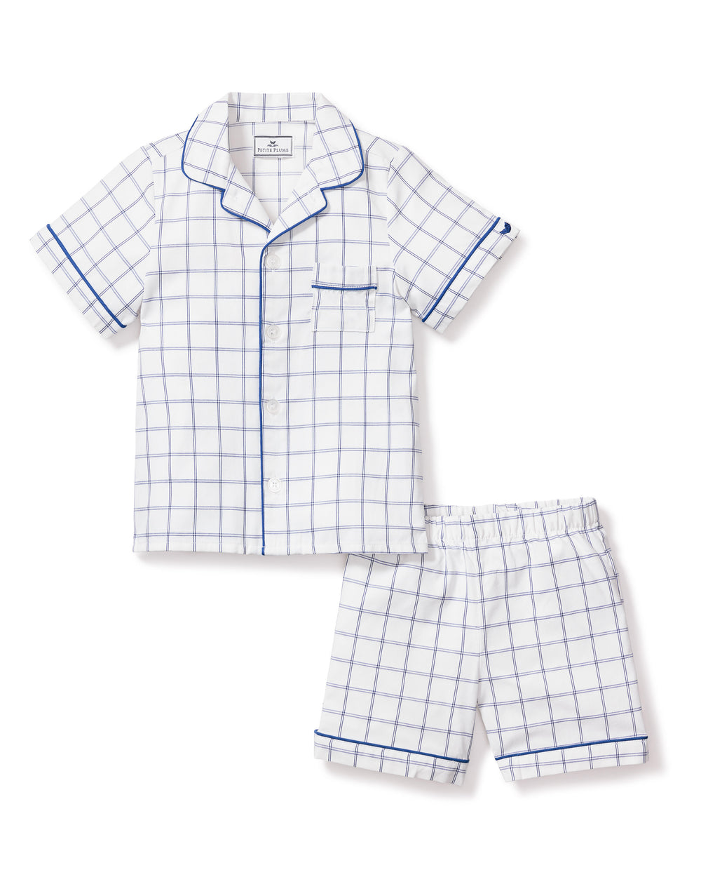 Kid's Twill Pajama Short Set in Nantucket Tattersall