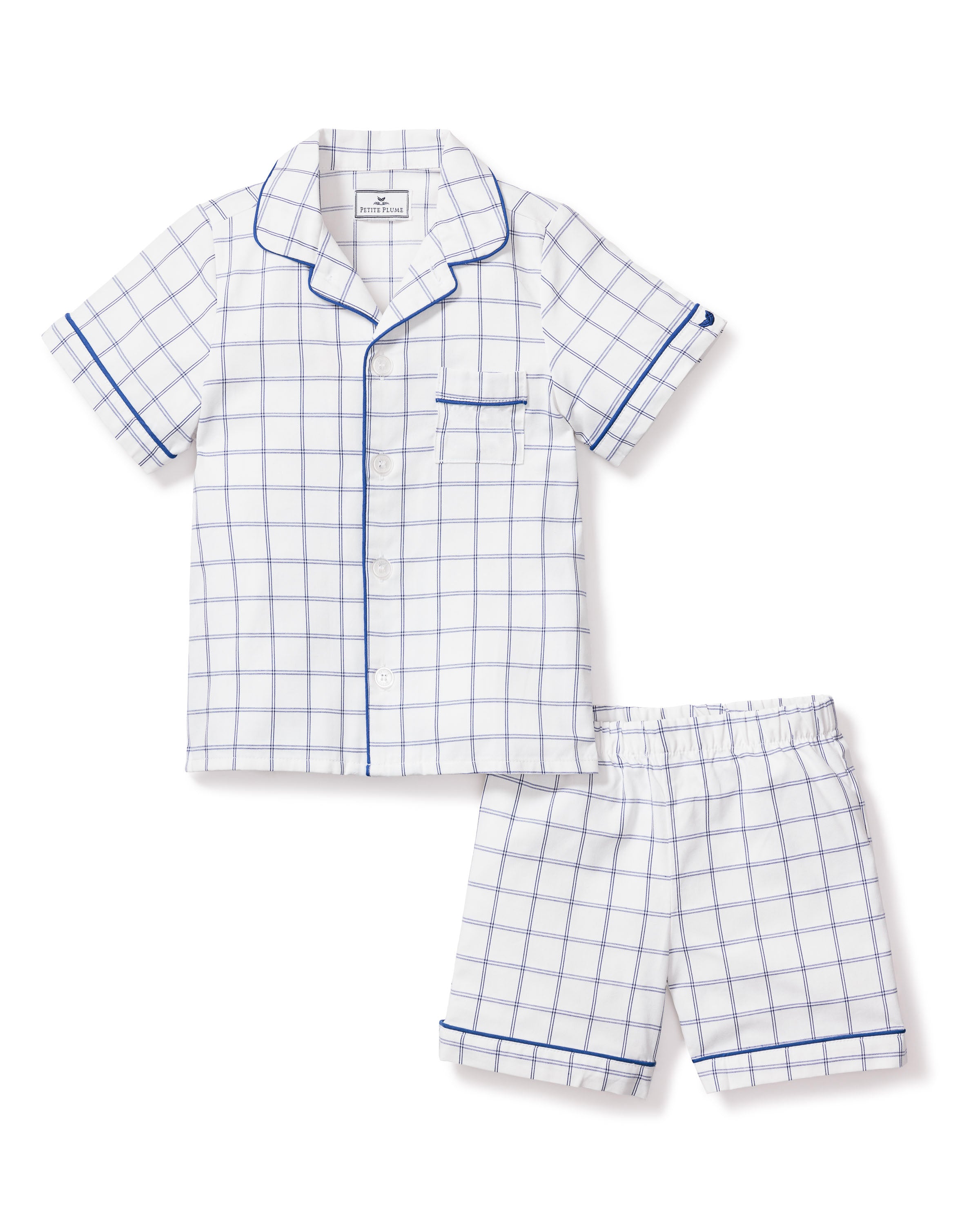 Kid's Twill Pajama Short Set in  Nantucket Tattersall