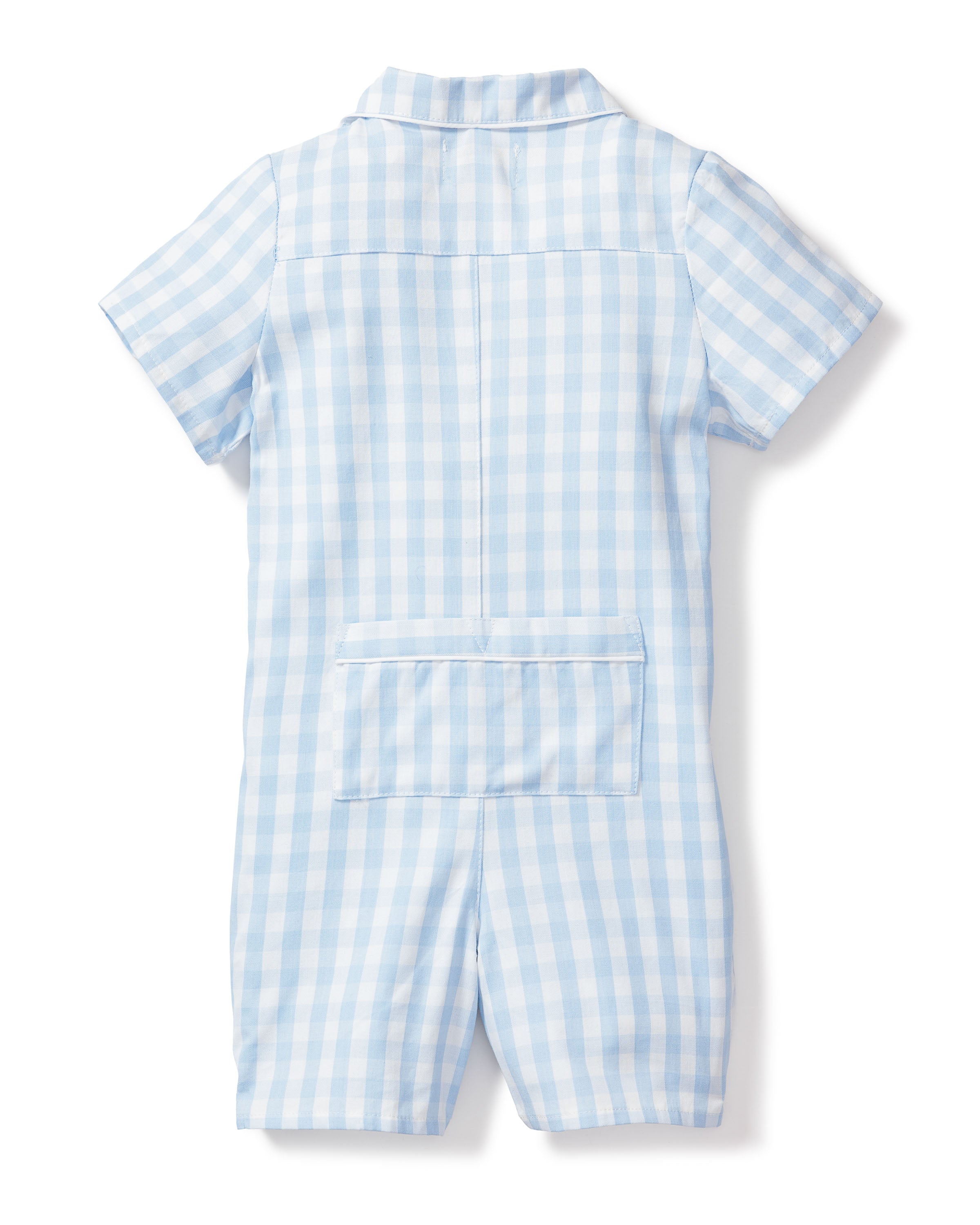 Baby's Twill Summer Romper in Light Blue Gingham