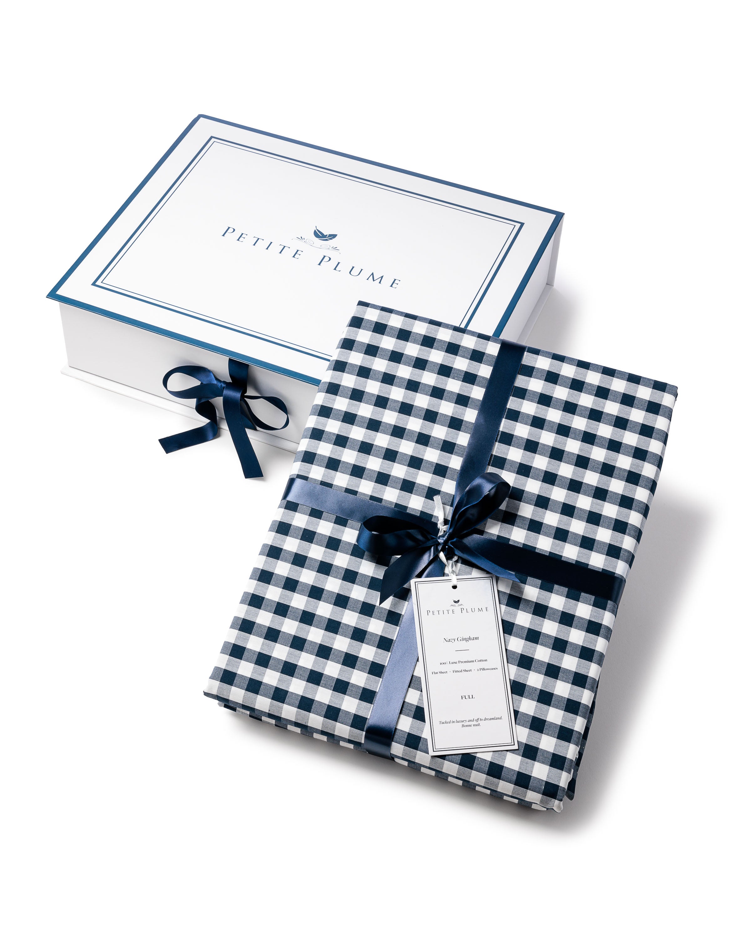 Luxe Premium Cotton Navy Gingham Bed Sheets