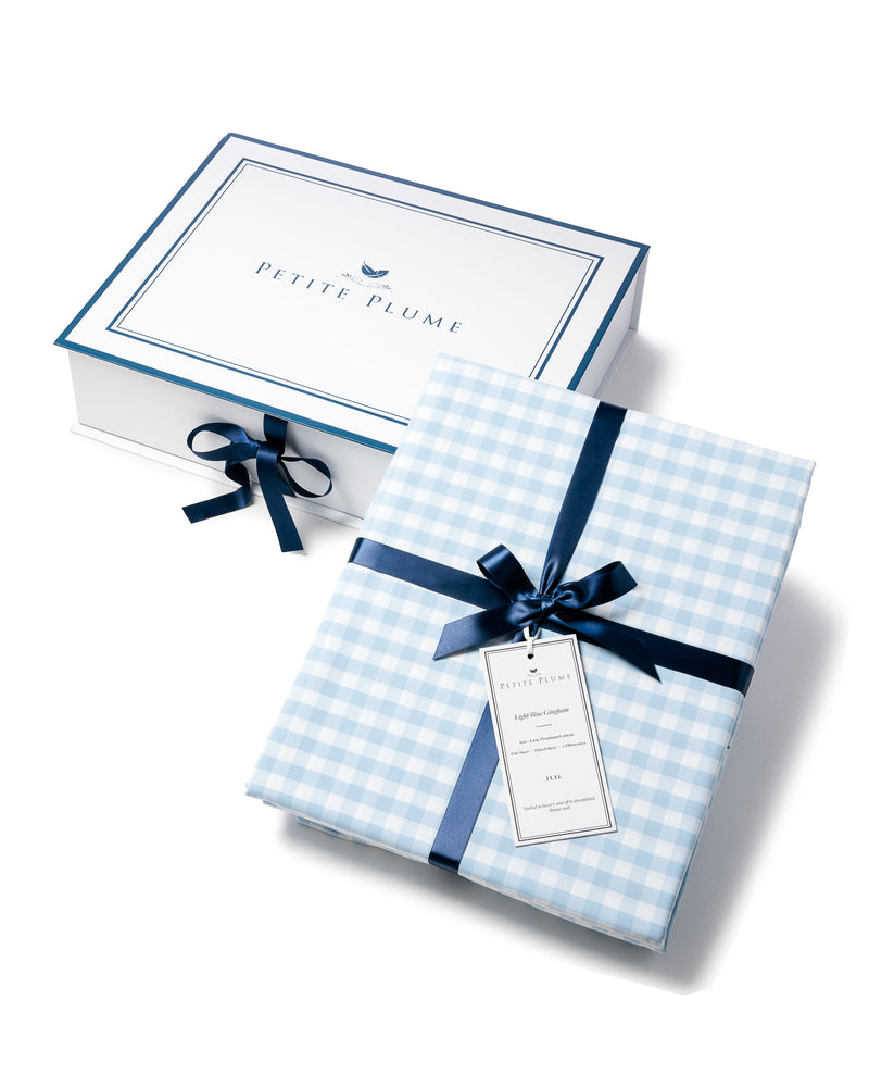 Luxe Premium 100% Cotton Light Blue Gingham Bed Sheets – Petite Plume