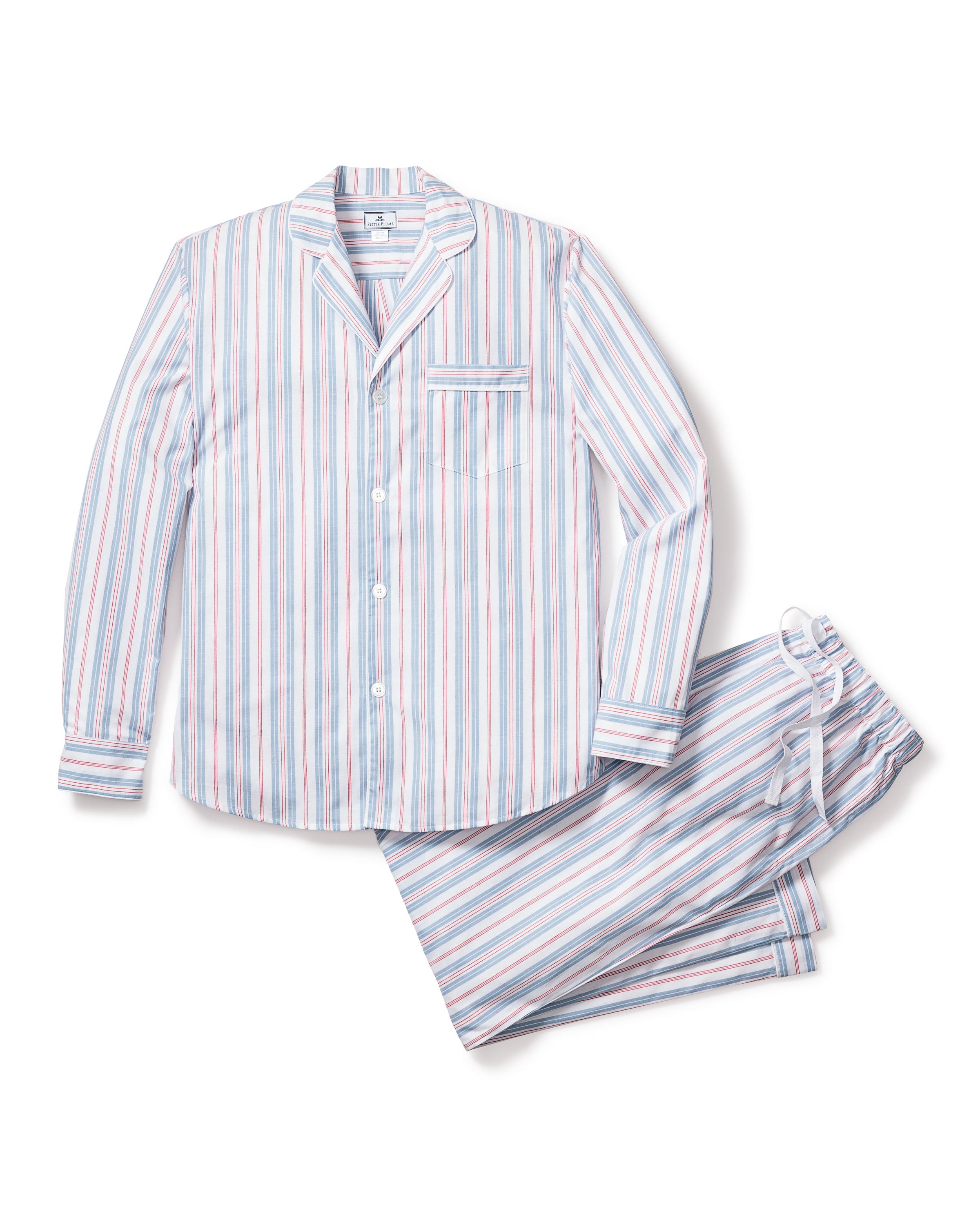 Men's Twill Pajama Set in Vintage French Stripes