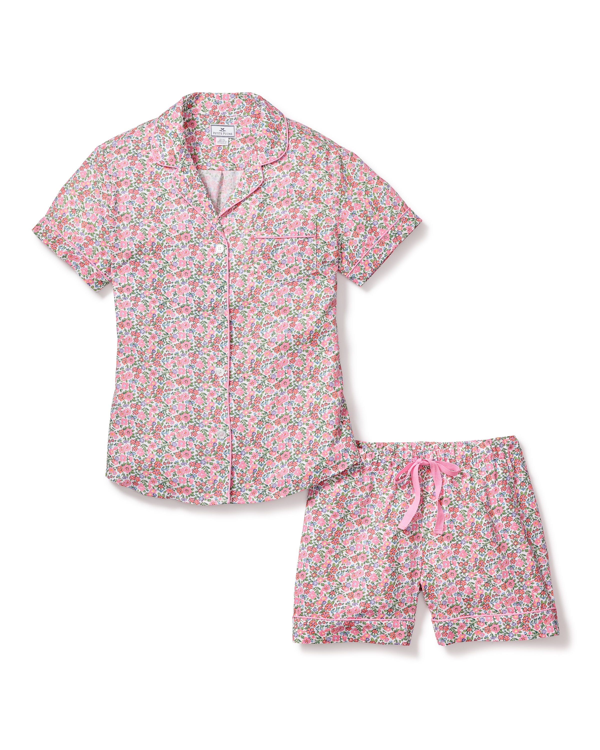 Women's Fleurs de Rose Short Sleeve Short Pajama Set| Petite Plume