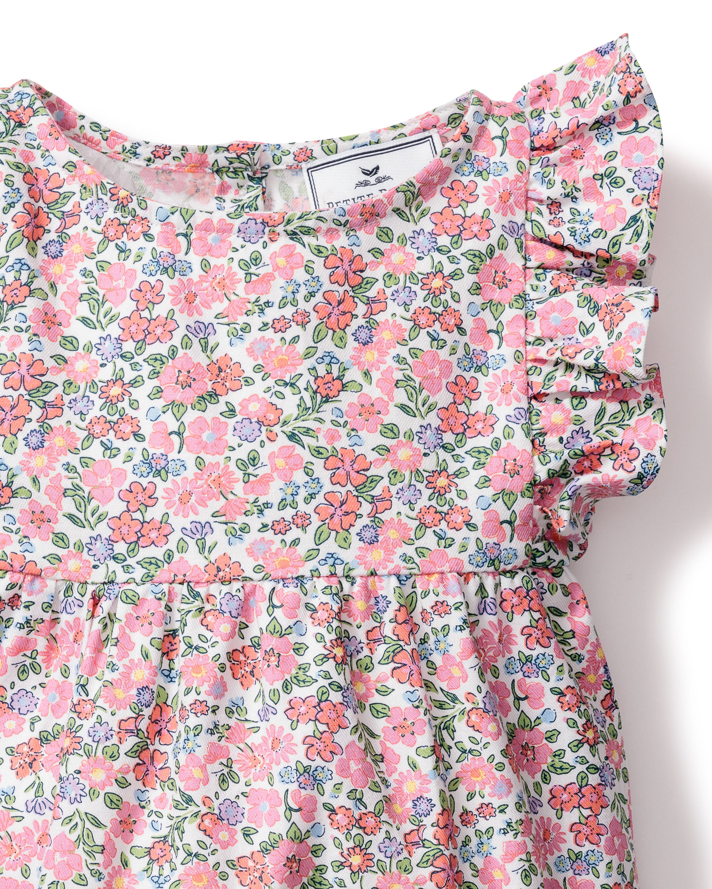 Baby's Twill Ruffled Romper in Fleurs de Rose