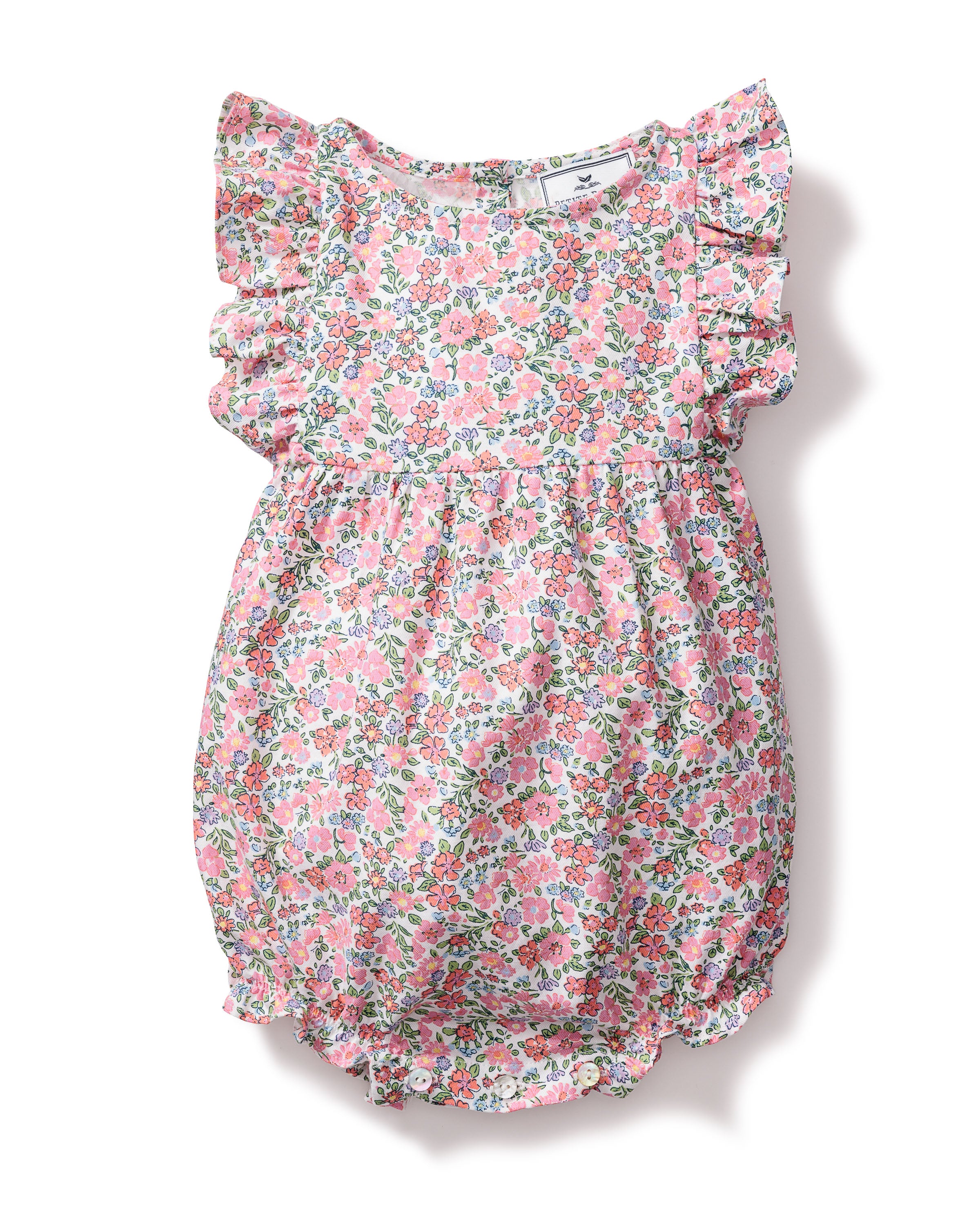 Baby's Twill Ruffled Romper in Fleurs de Rose