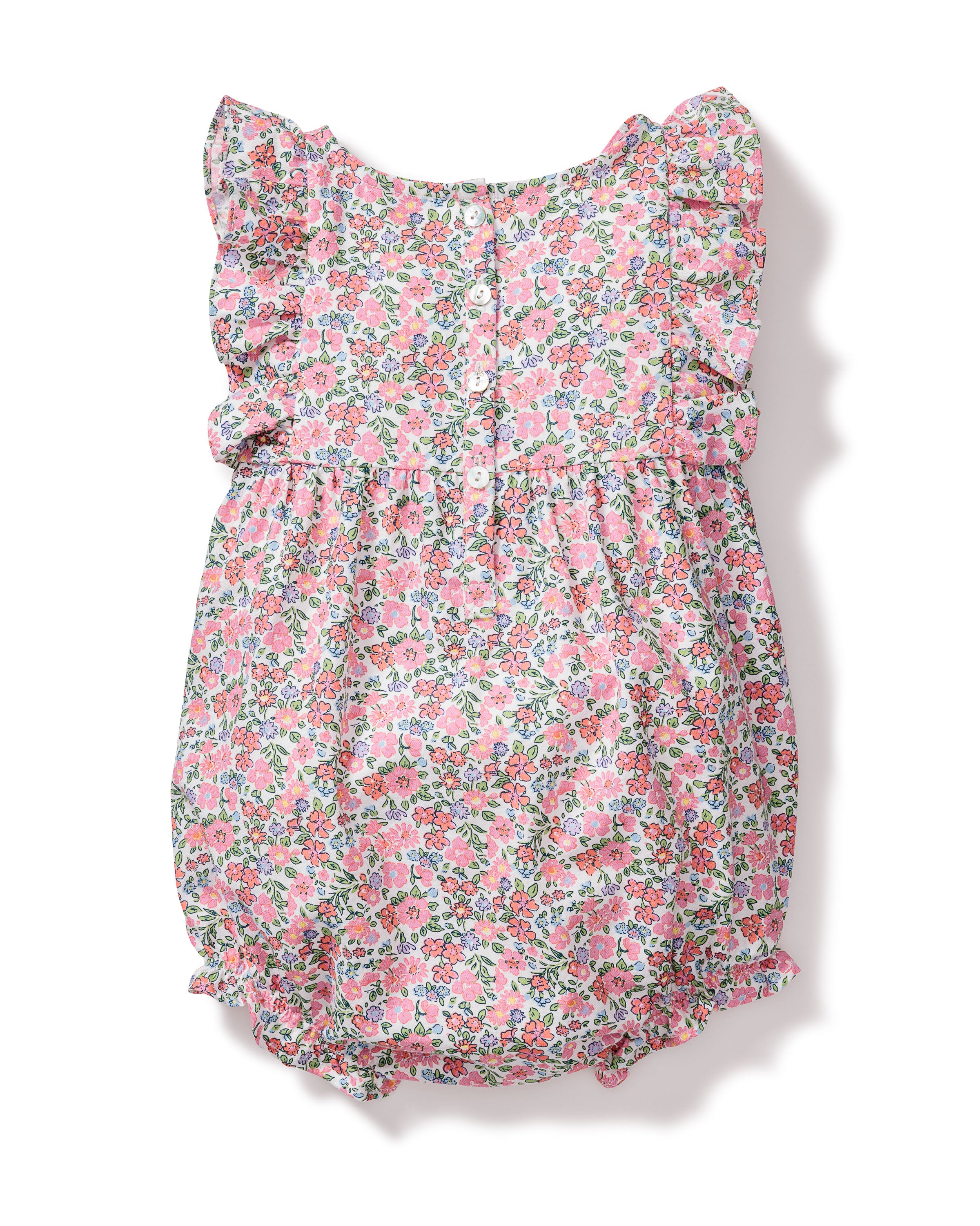 Baby's Twill Ruffled Romper in Fleurs de Rose