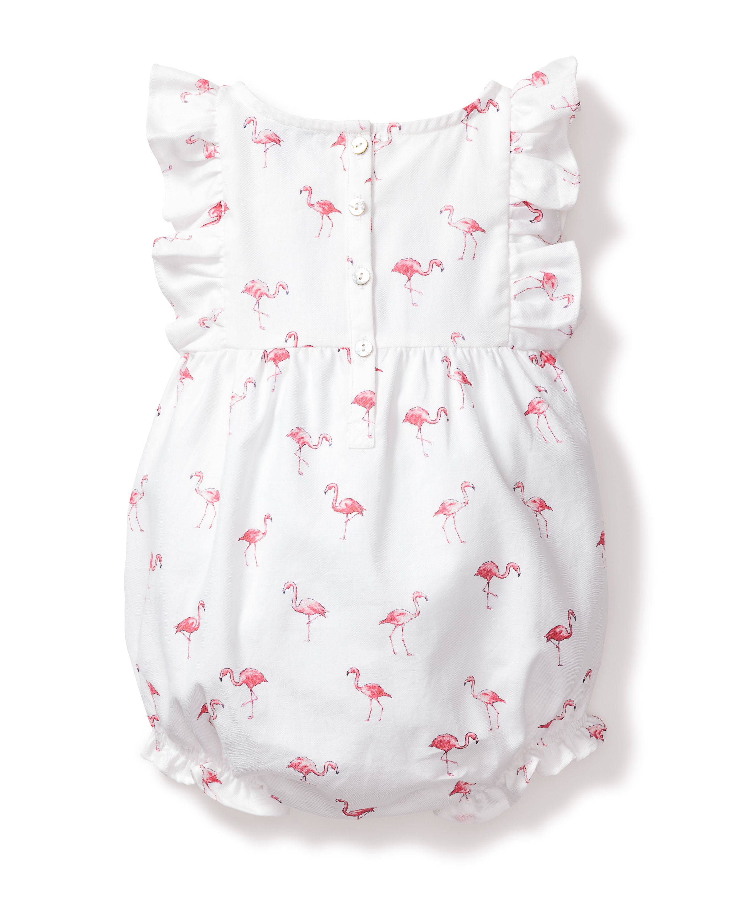 Baby's Twill Ruffled Romper in Flamingos