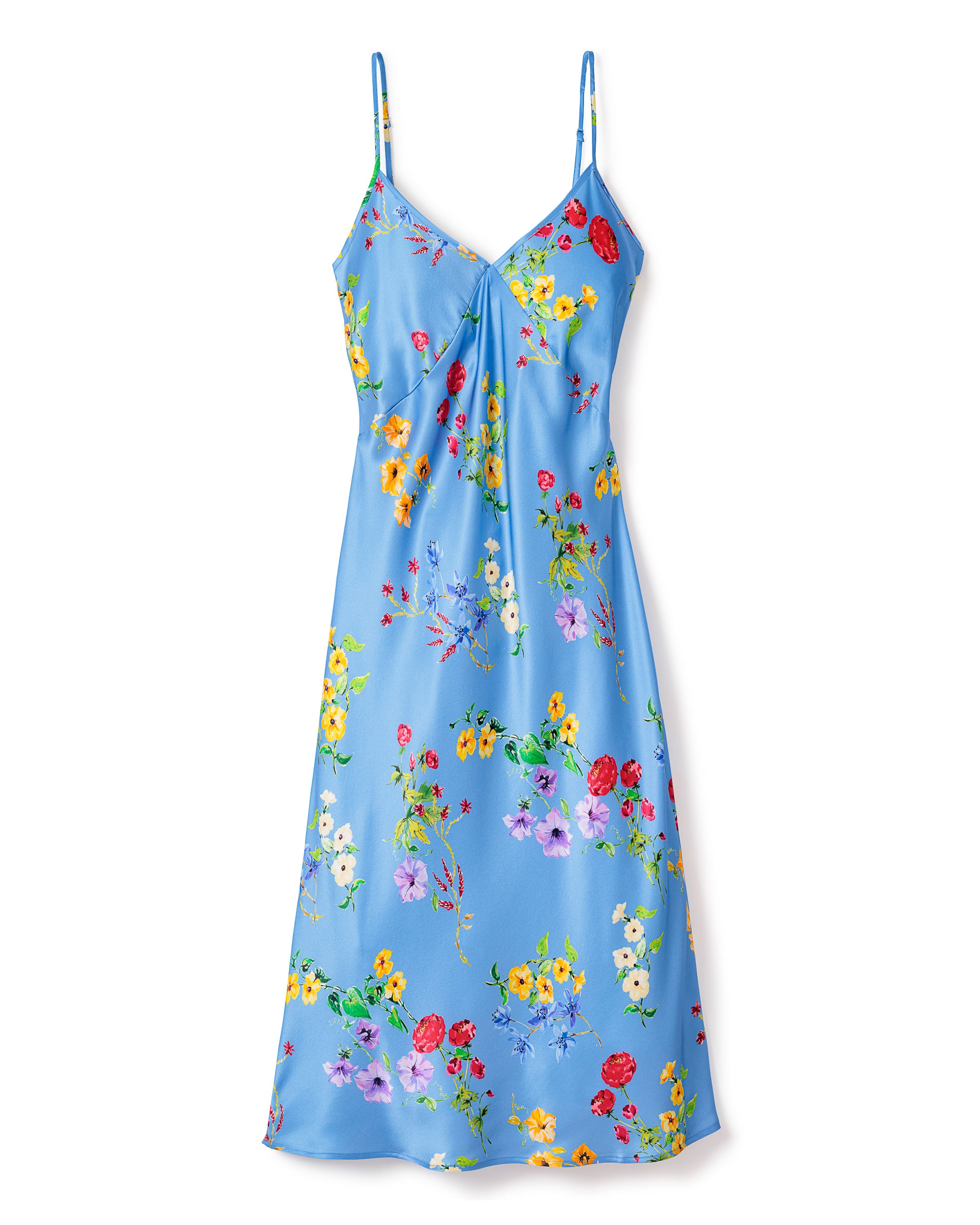 Women's Silk Cosette Nightgown in Azure Brilliant Botanical