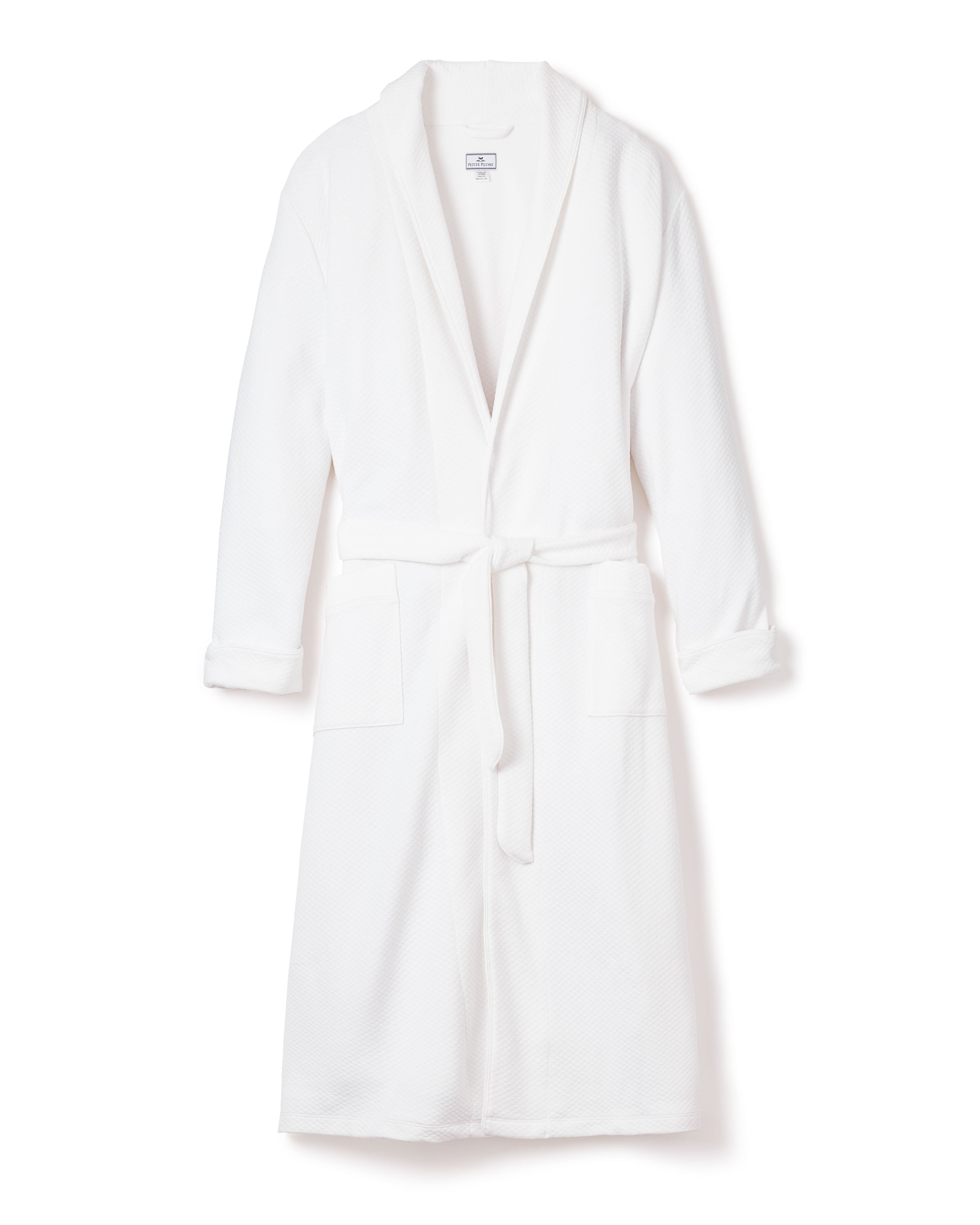 Men's Pima Jacquard Robe in White