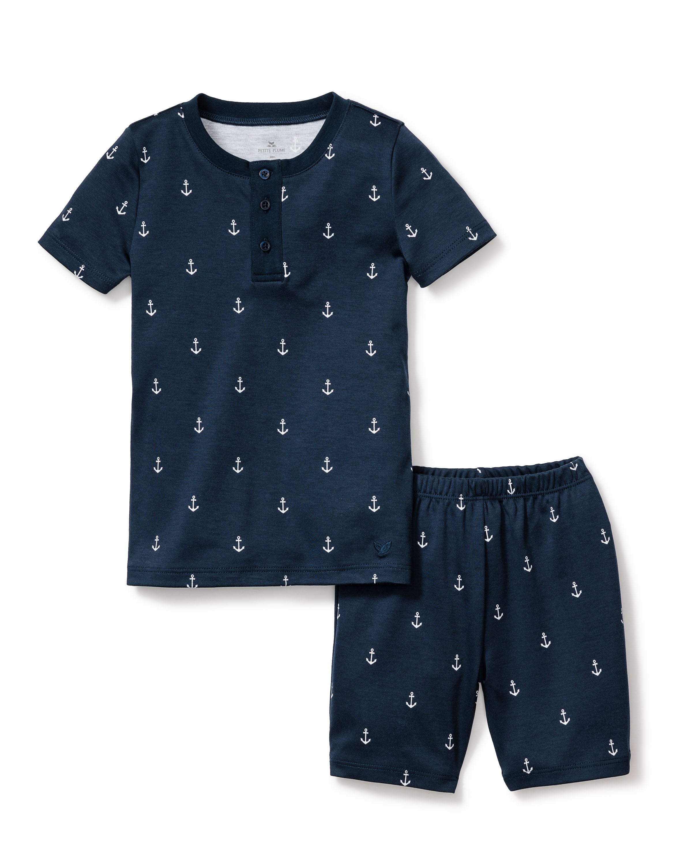 Kid's Pima Snug Fit Pajama Short Set in Portsmouth Anchors