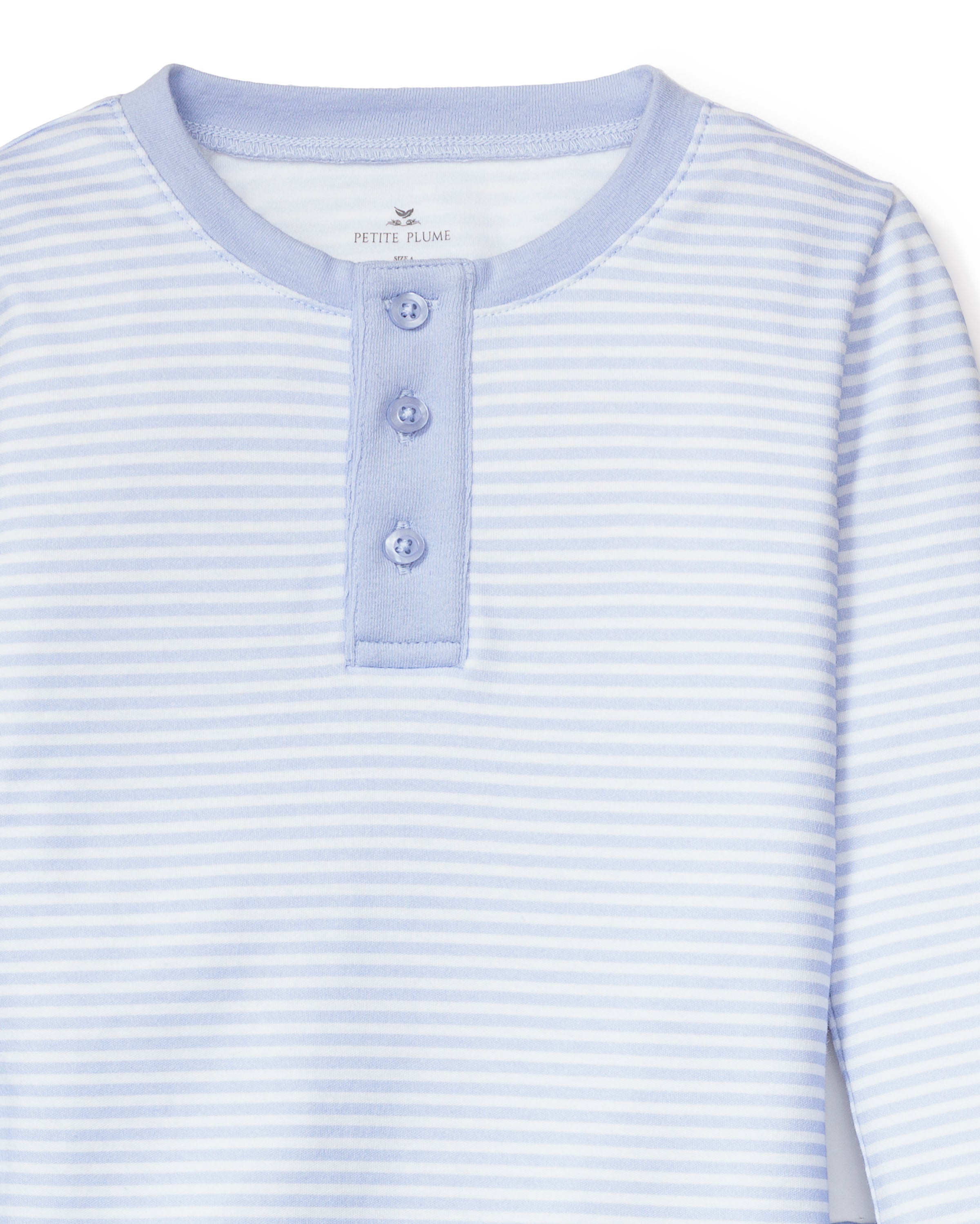 Kid's Pima Snug Fit Pajama Set in Blue Stripes