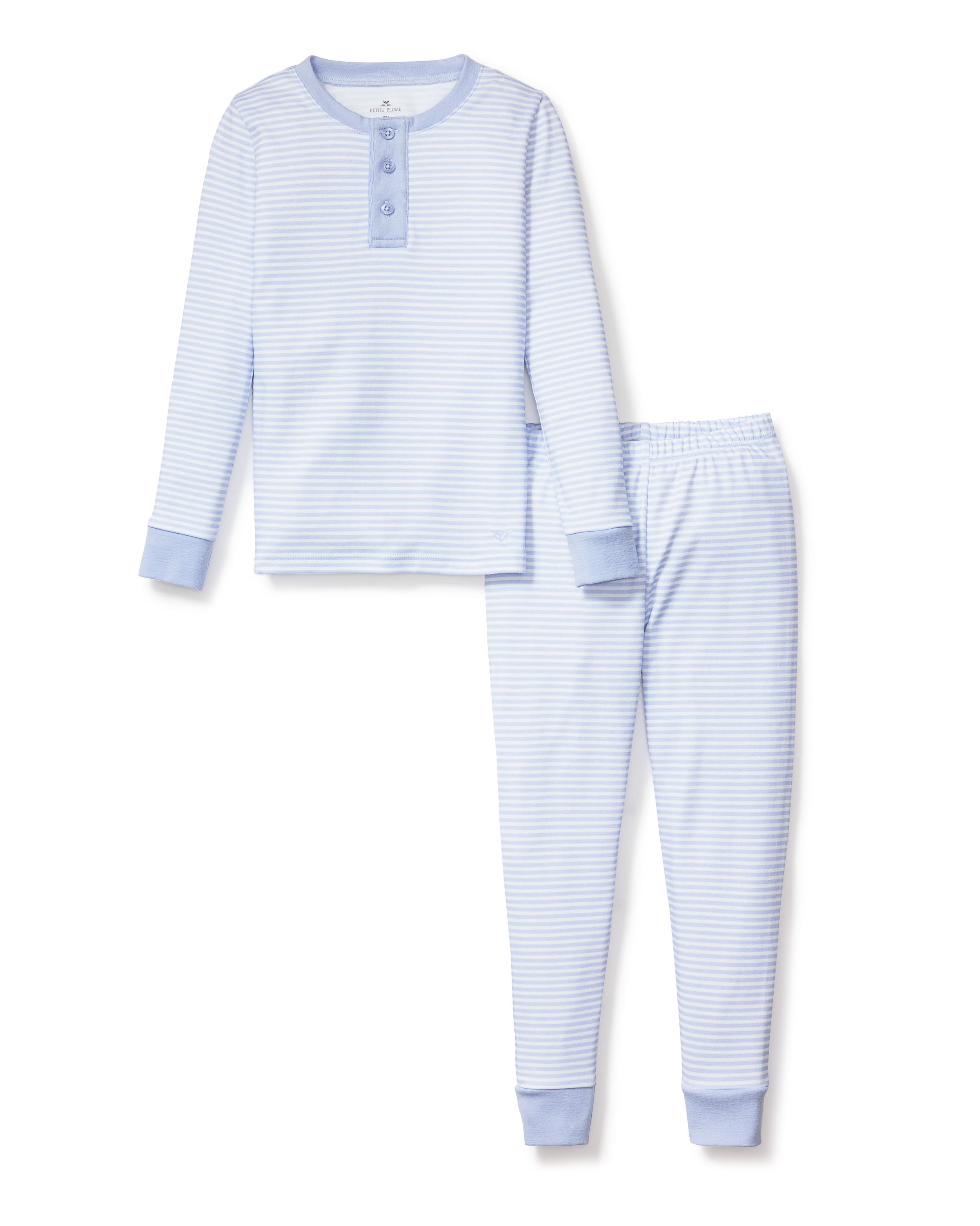 Kid's Pima Snug Fit Pajama Set in Blue Stripes