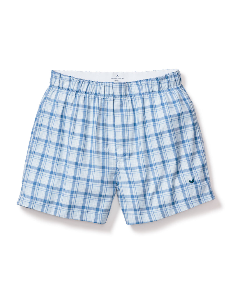 Men's Twill 3 Pack Boxers in Blue and White