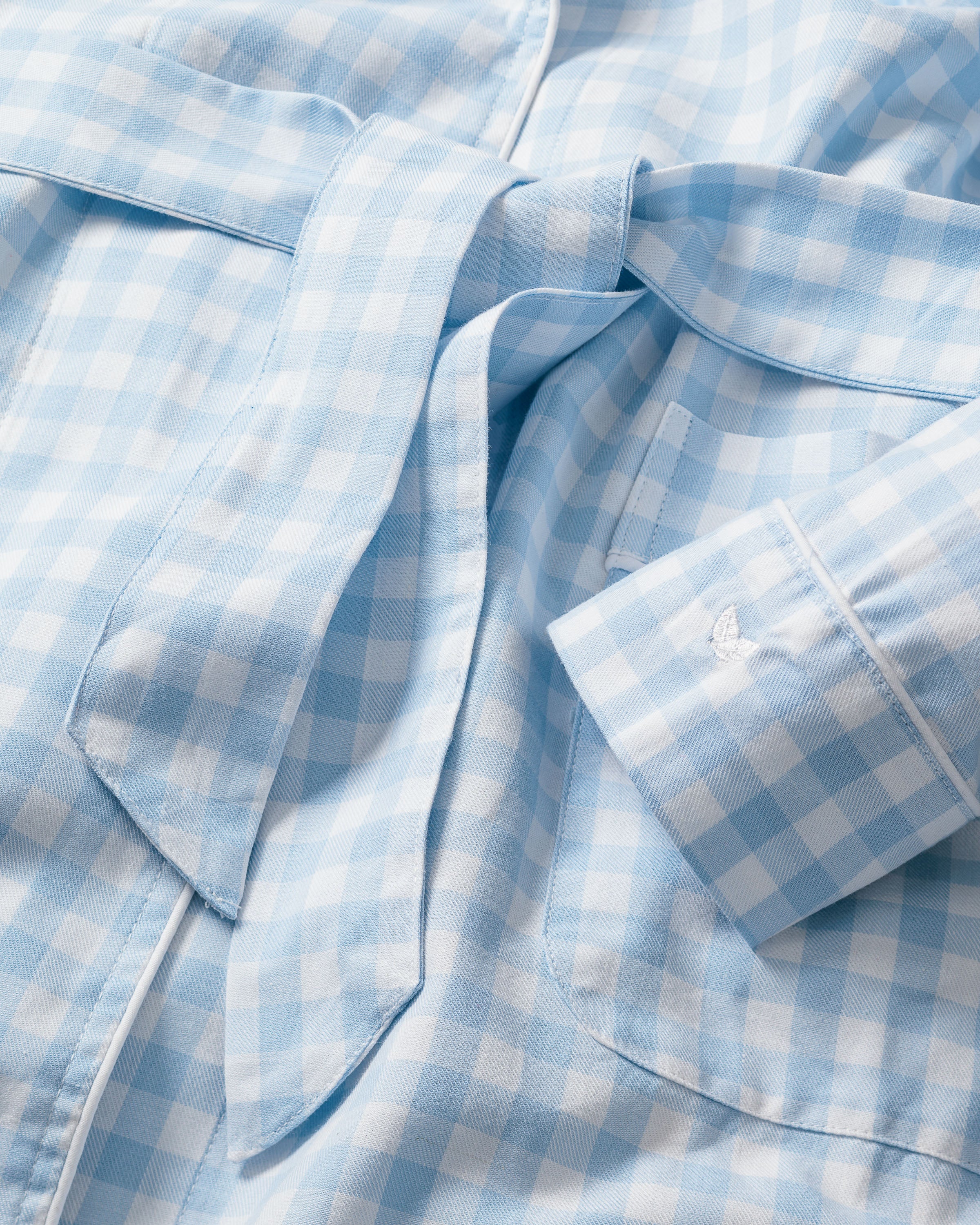 Women's Twill Robe in Light Blue Gingham