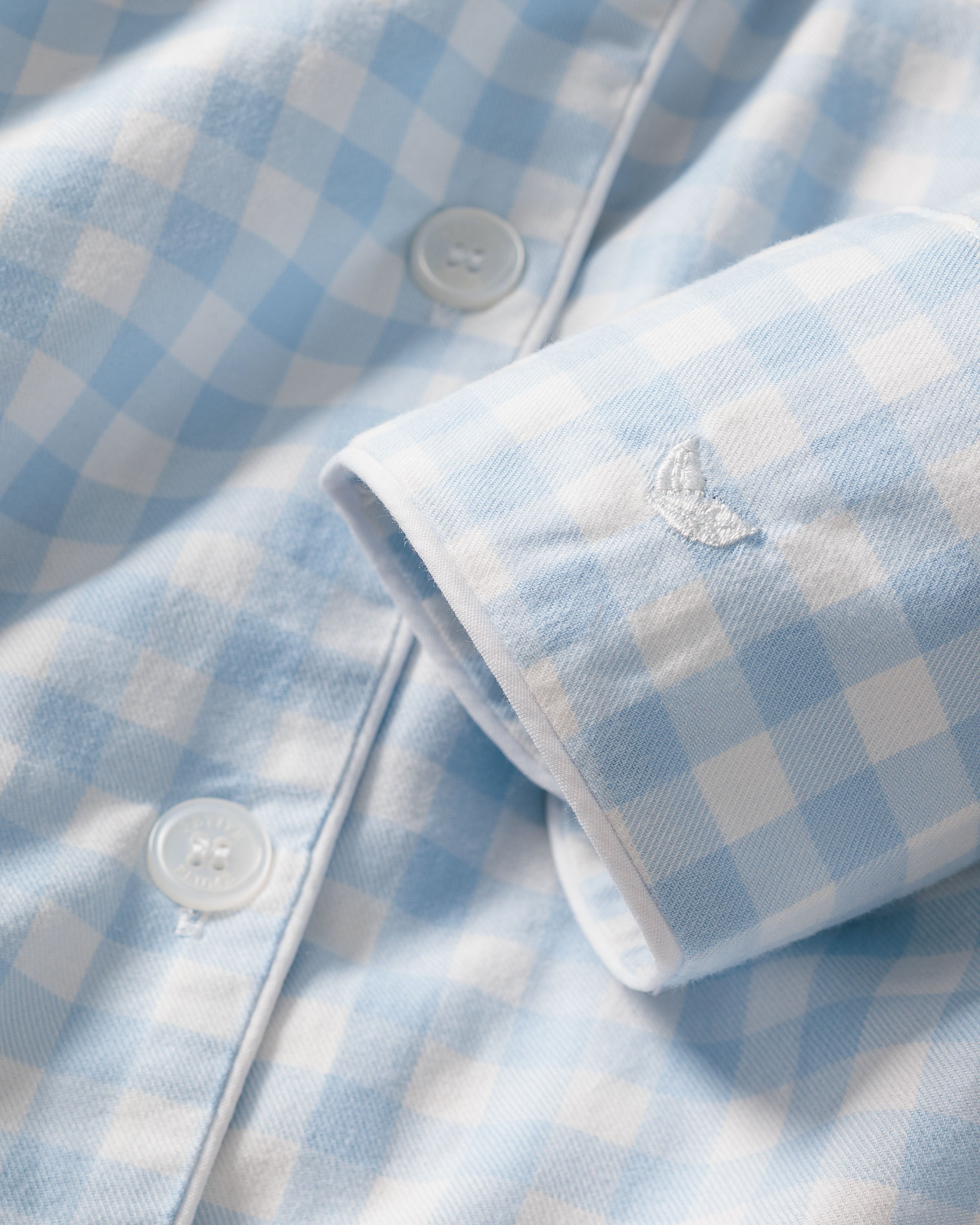 Women's Twill Pajama Set in Light Blue Gingham