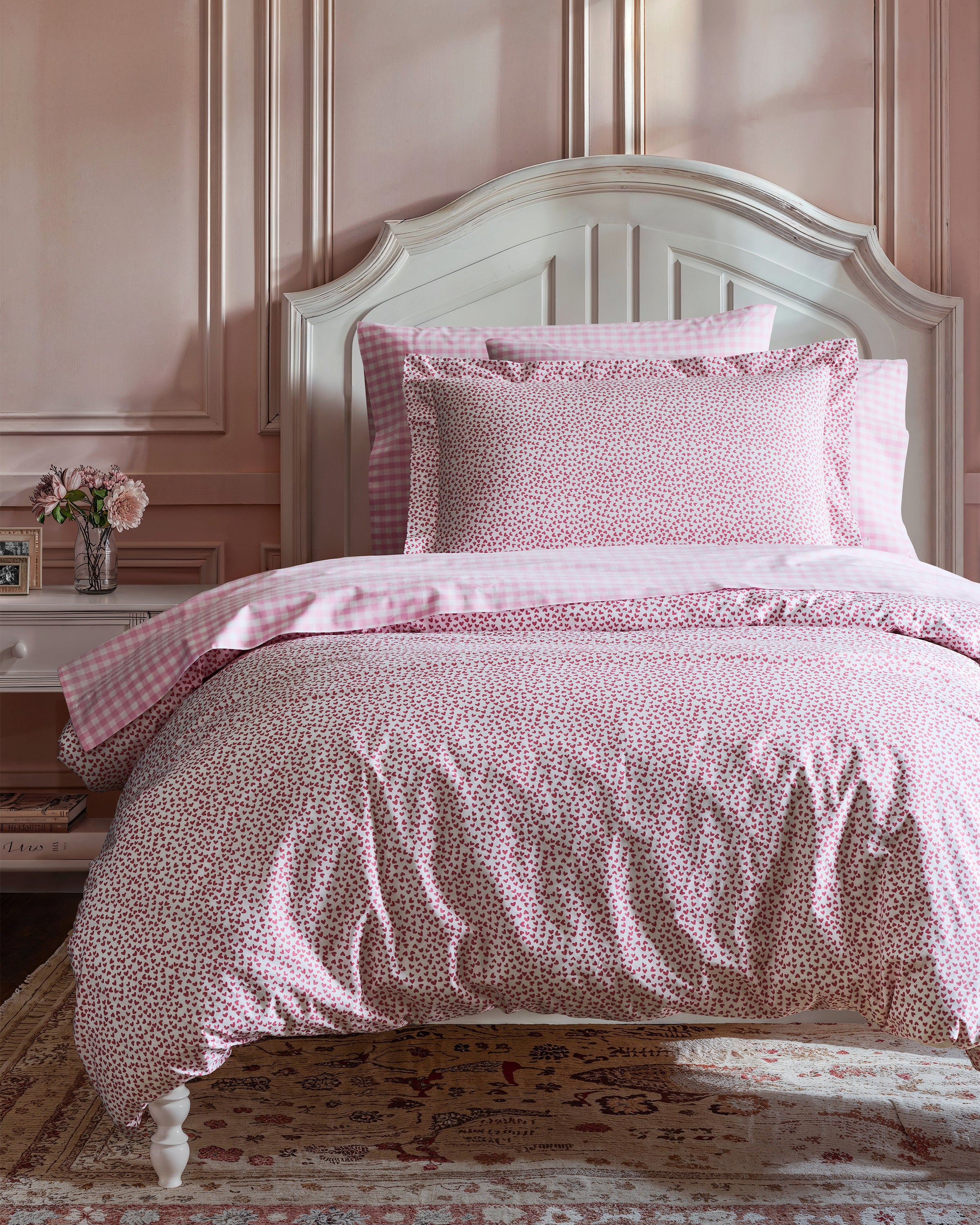 Luxe Premium Cotton Pink Gingham Bed Sheets