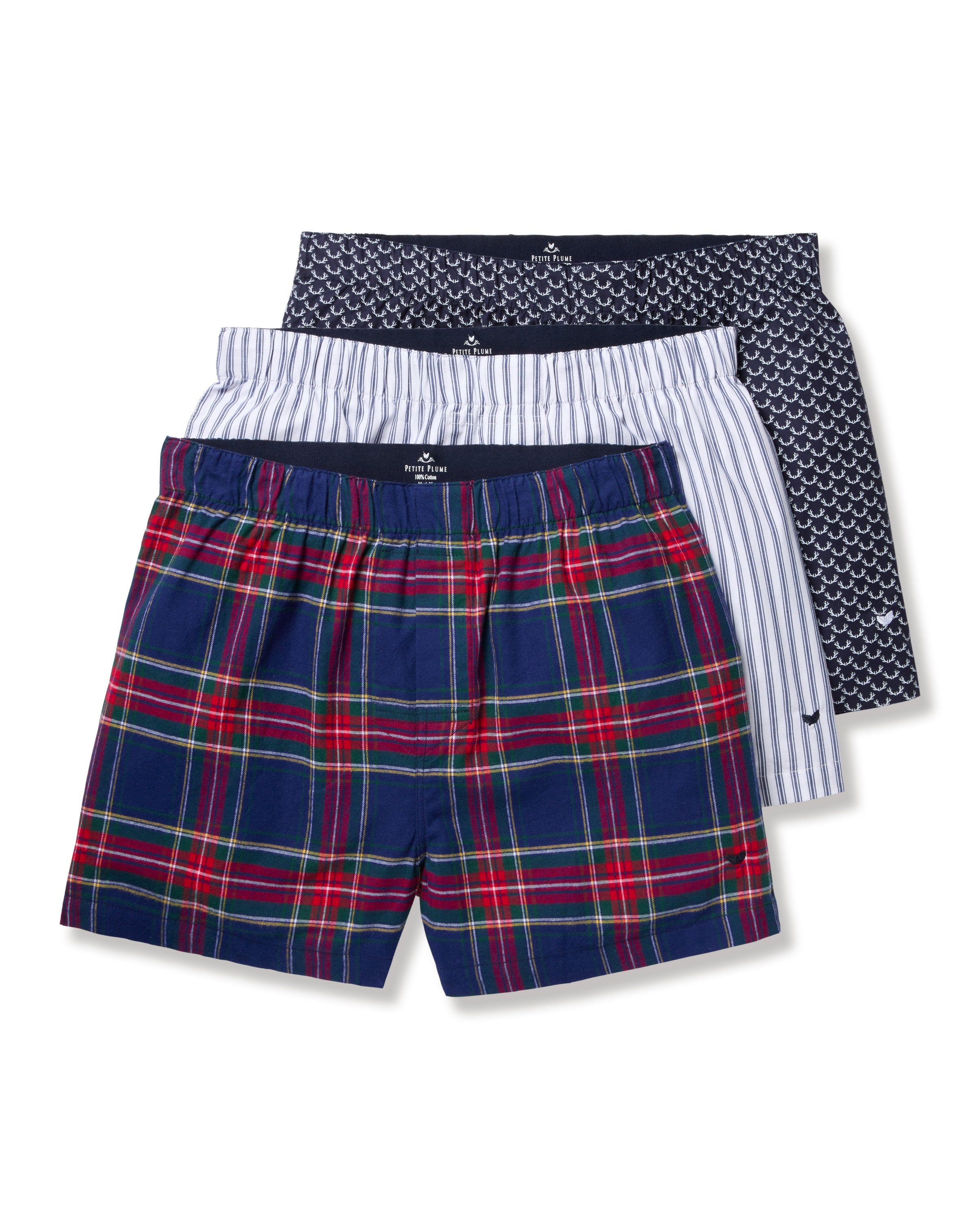 Men's Twill 3 Pack Boxers in Holiday Navy