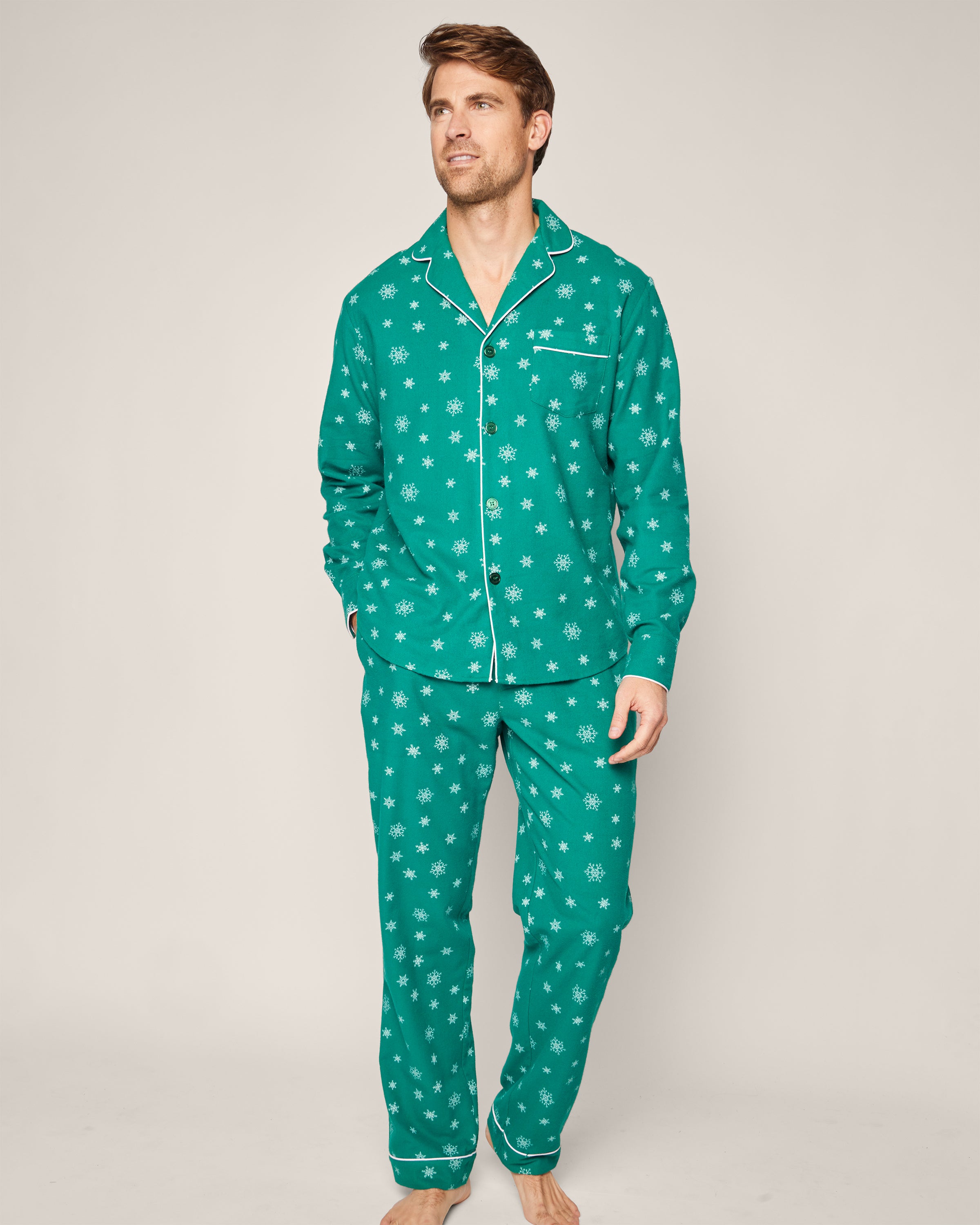 Men's Flannel Pajama Set in Emerald Wonderland