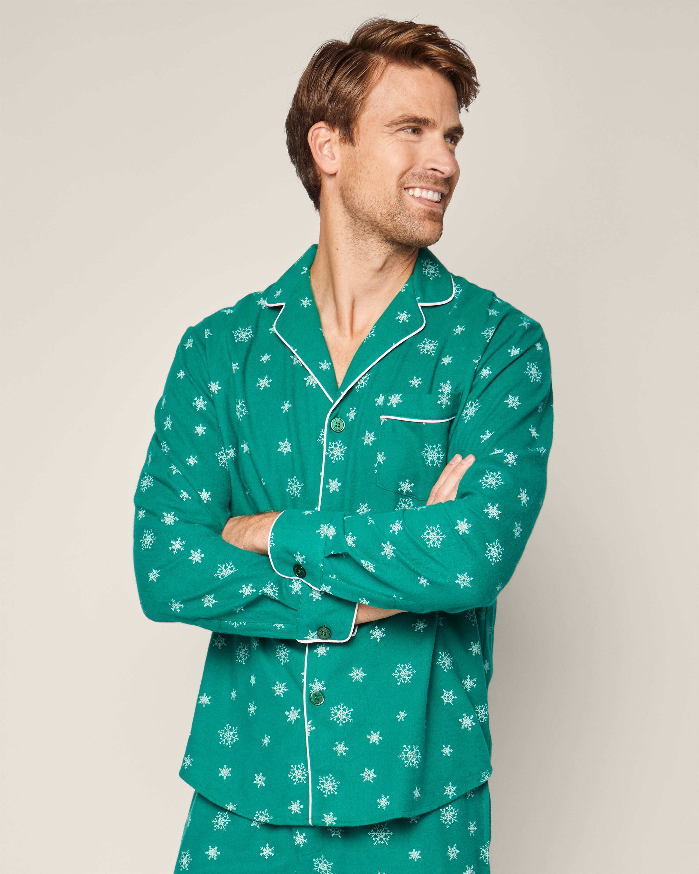 Men's Flannel Pajama Set in Emerald Wonderland