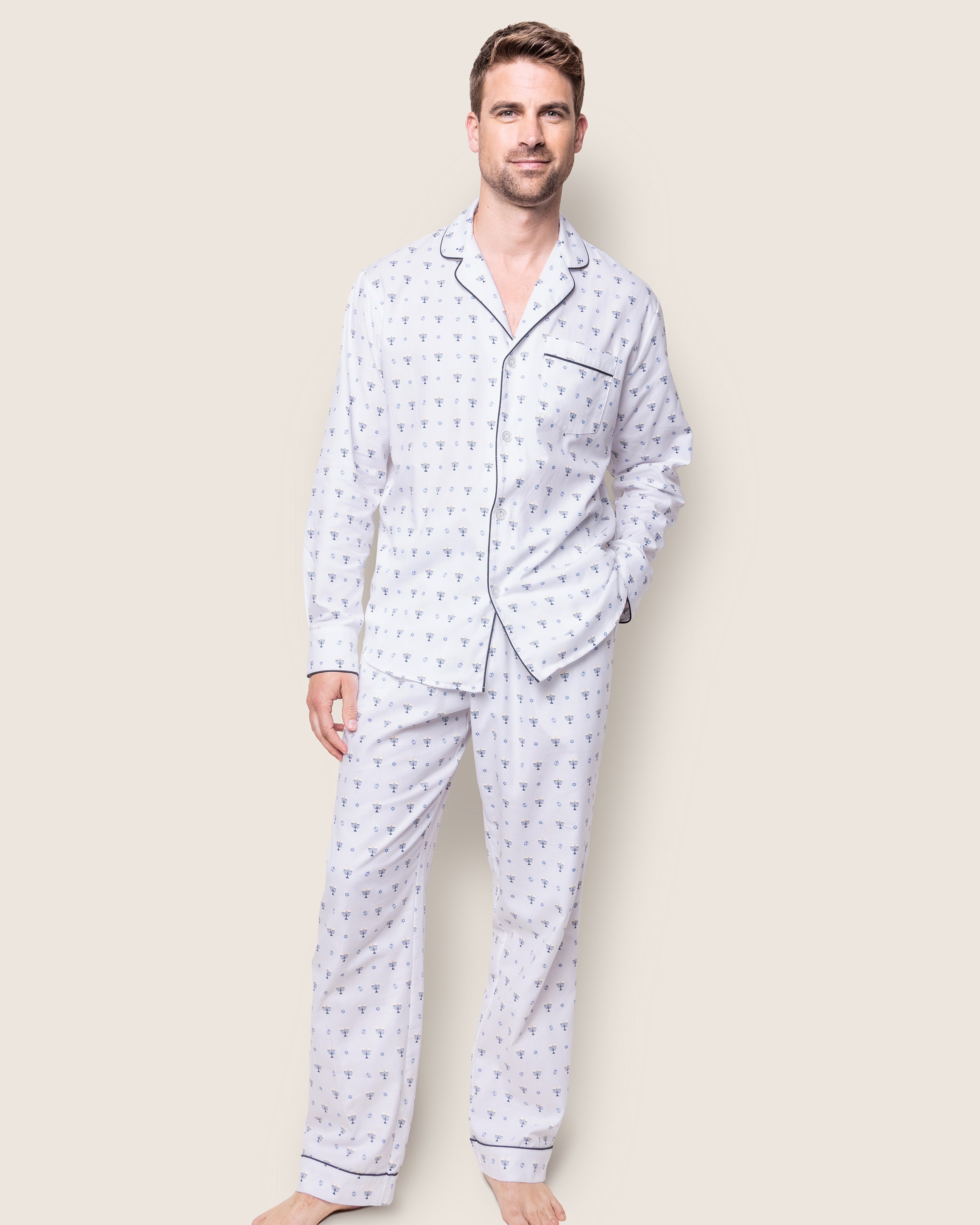 Men's Twill Pajama Set in Happy Hanukkah