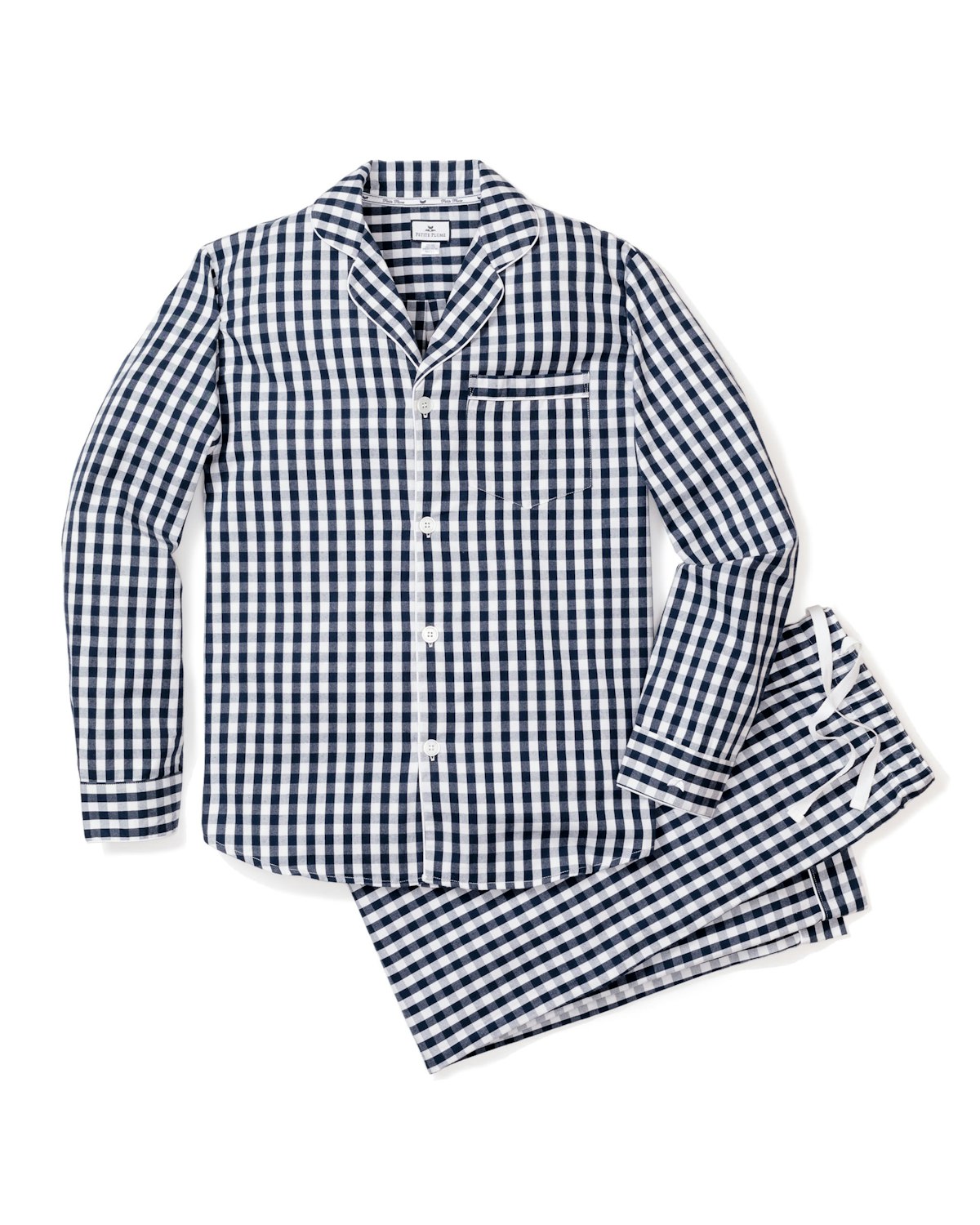 Men's Twill Pajama Set in Navy Gingham