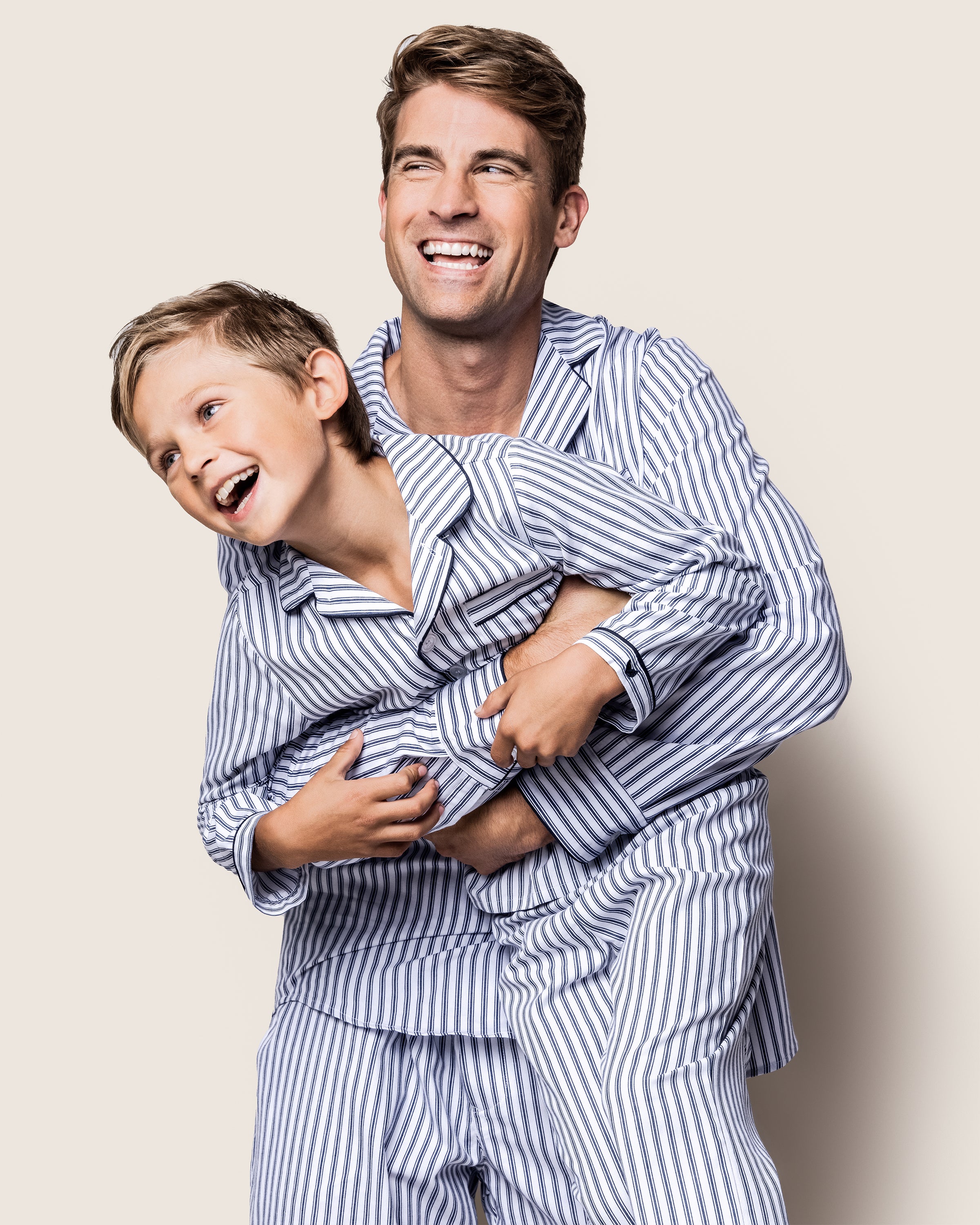 Men's Twill Pajama Set in Navy French Ticking