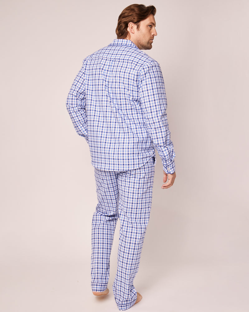 Men's Twill Pajama Set in Royal Blue Gingham