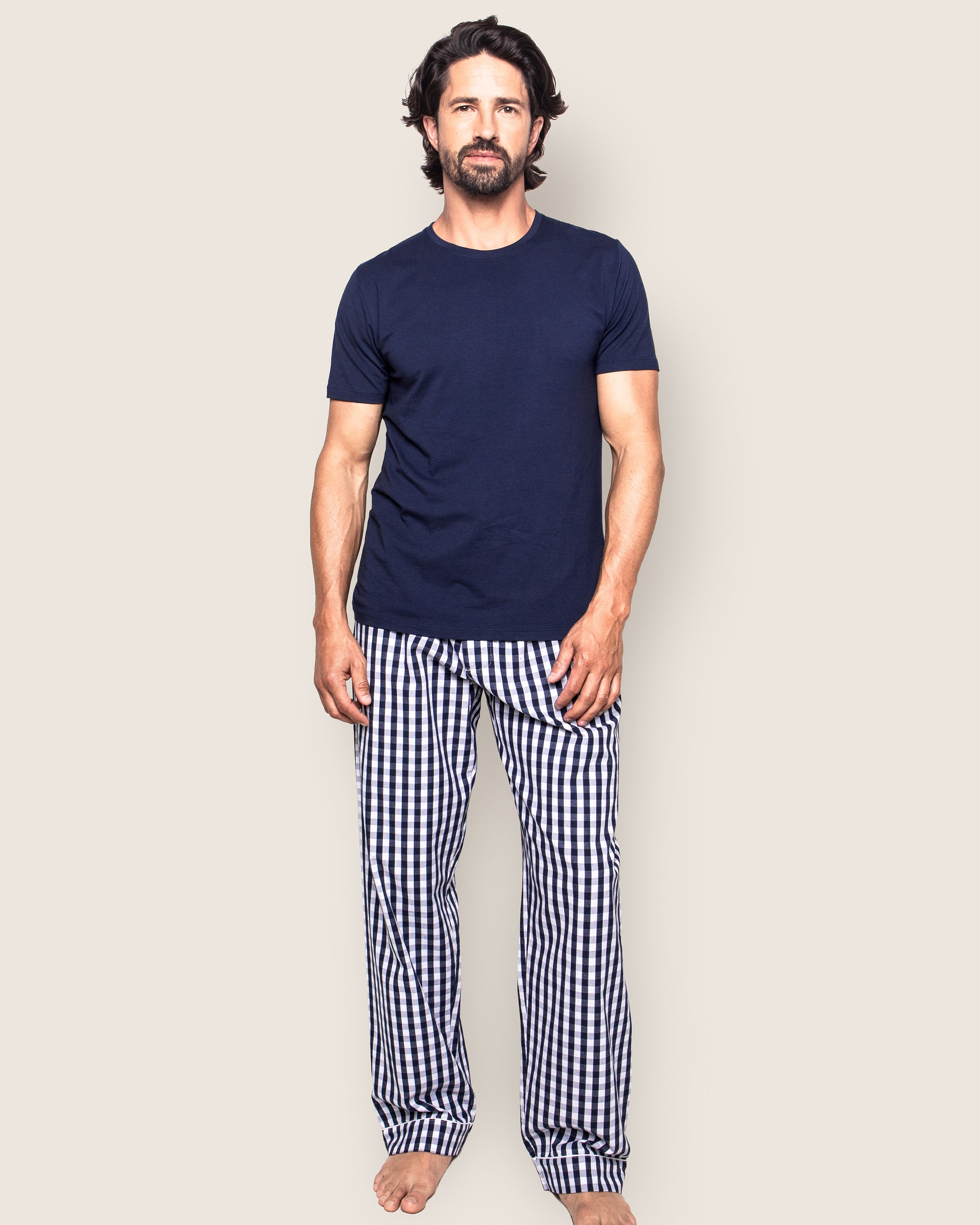 Men's Twill Pajama Pant in Navy Gingham