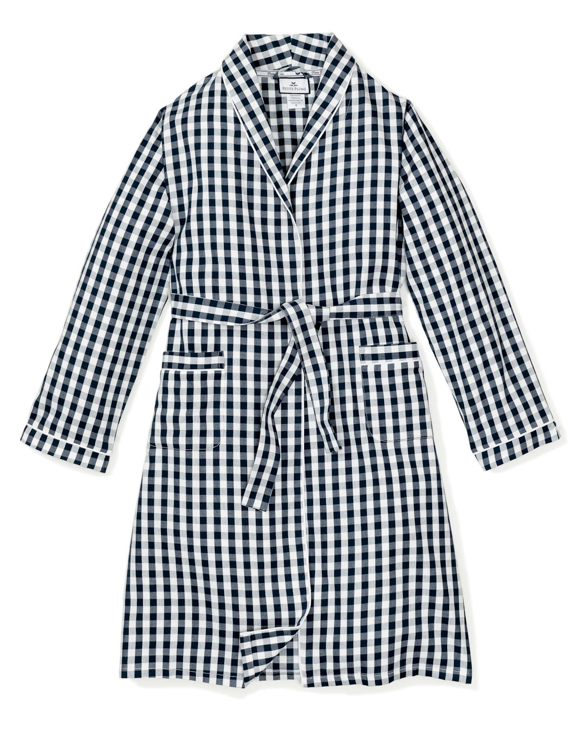 Men's Flannel Robe in Navy Gingham