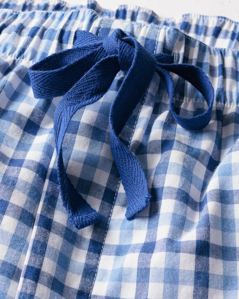 Men's Twill Pajama Short Set in Royal Blue Gingham