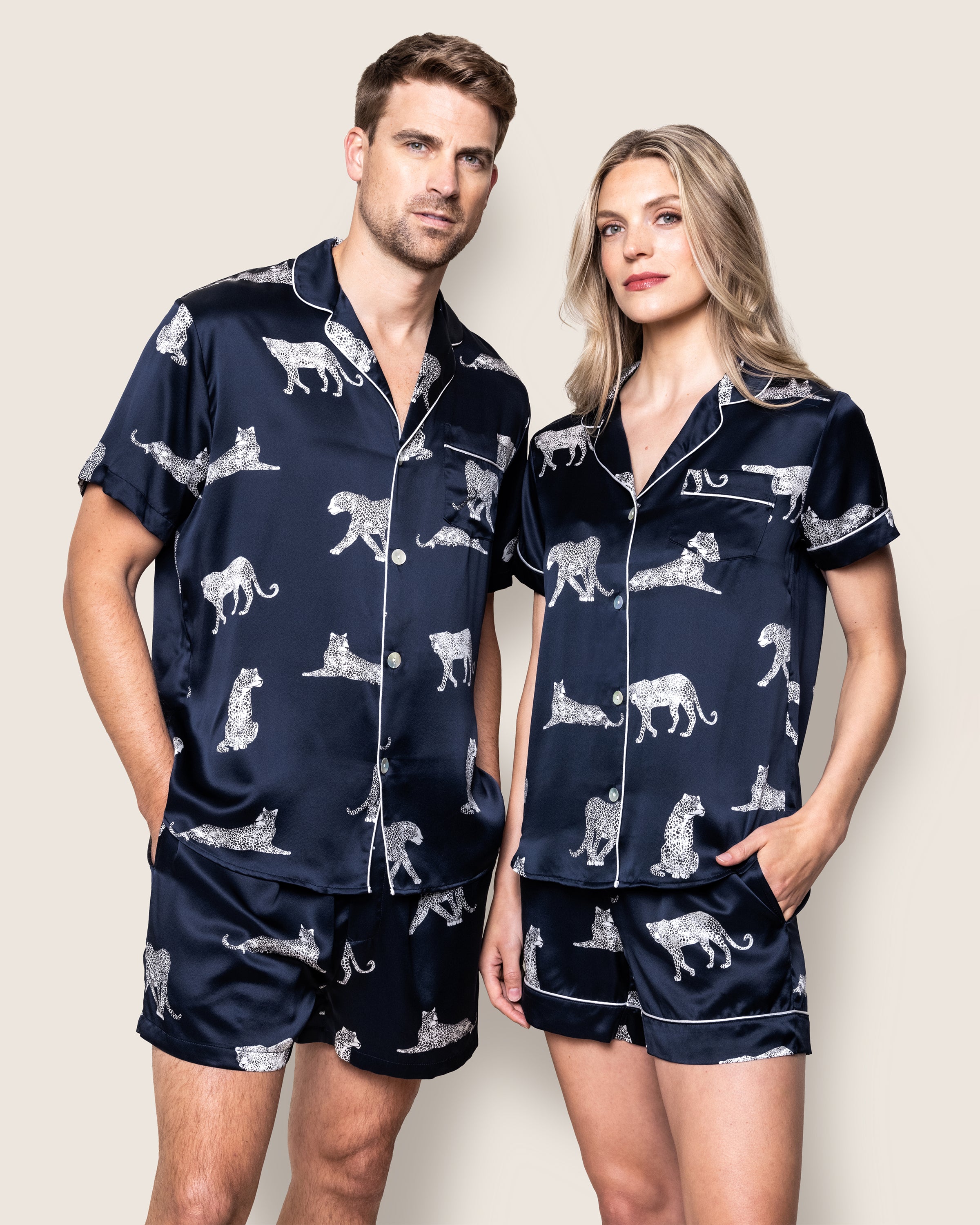 Mens silk pyjamas shorts set sale