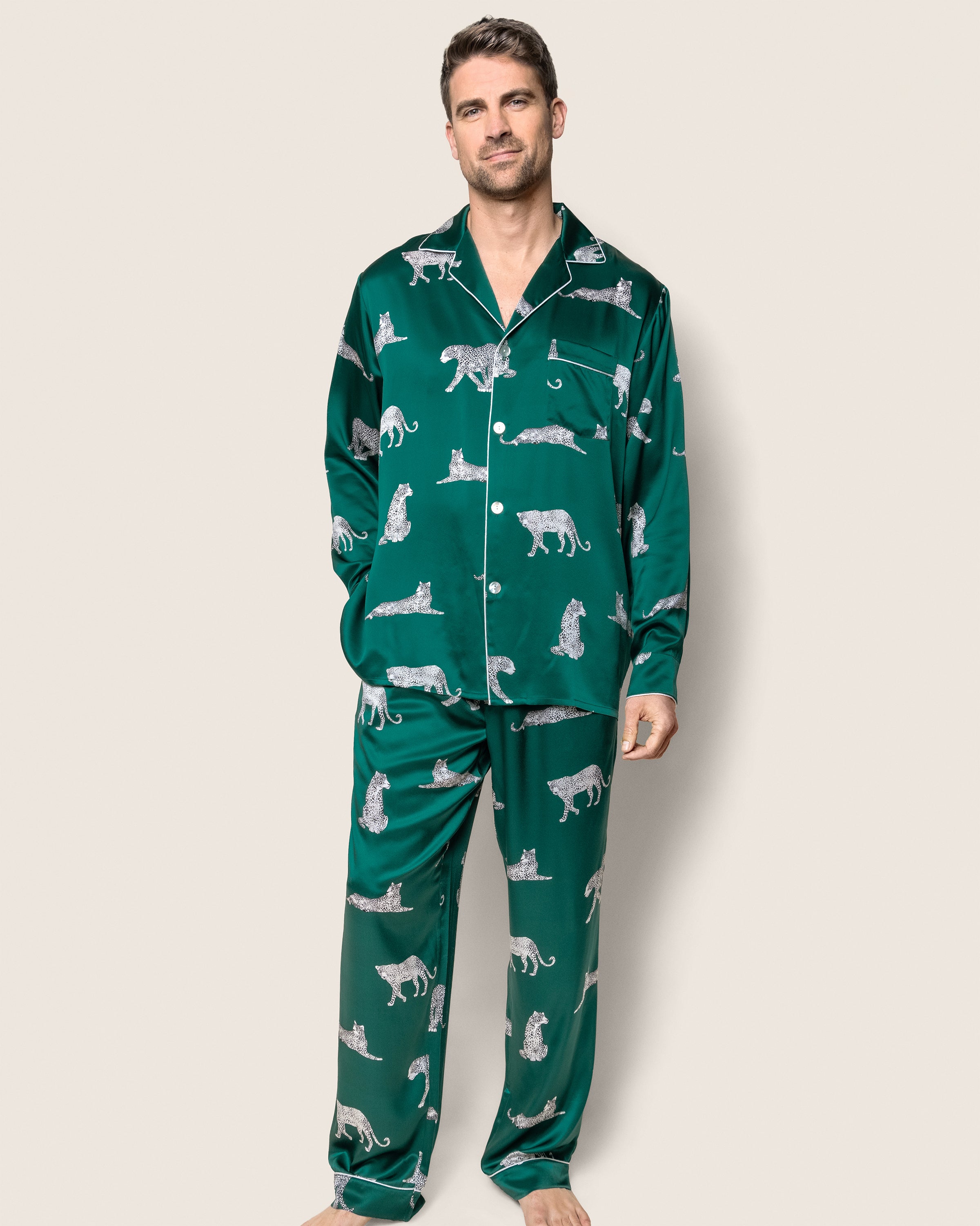 Men's Silk Pajama Set in Panthère de Luxe