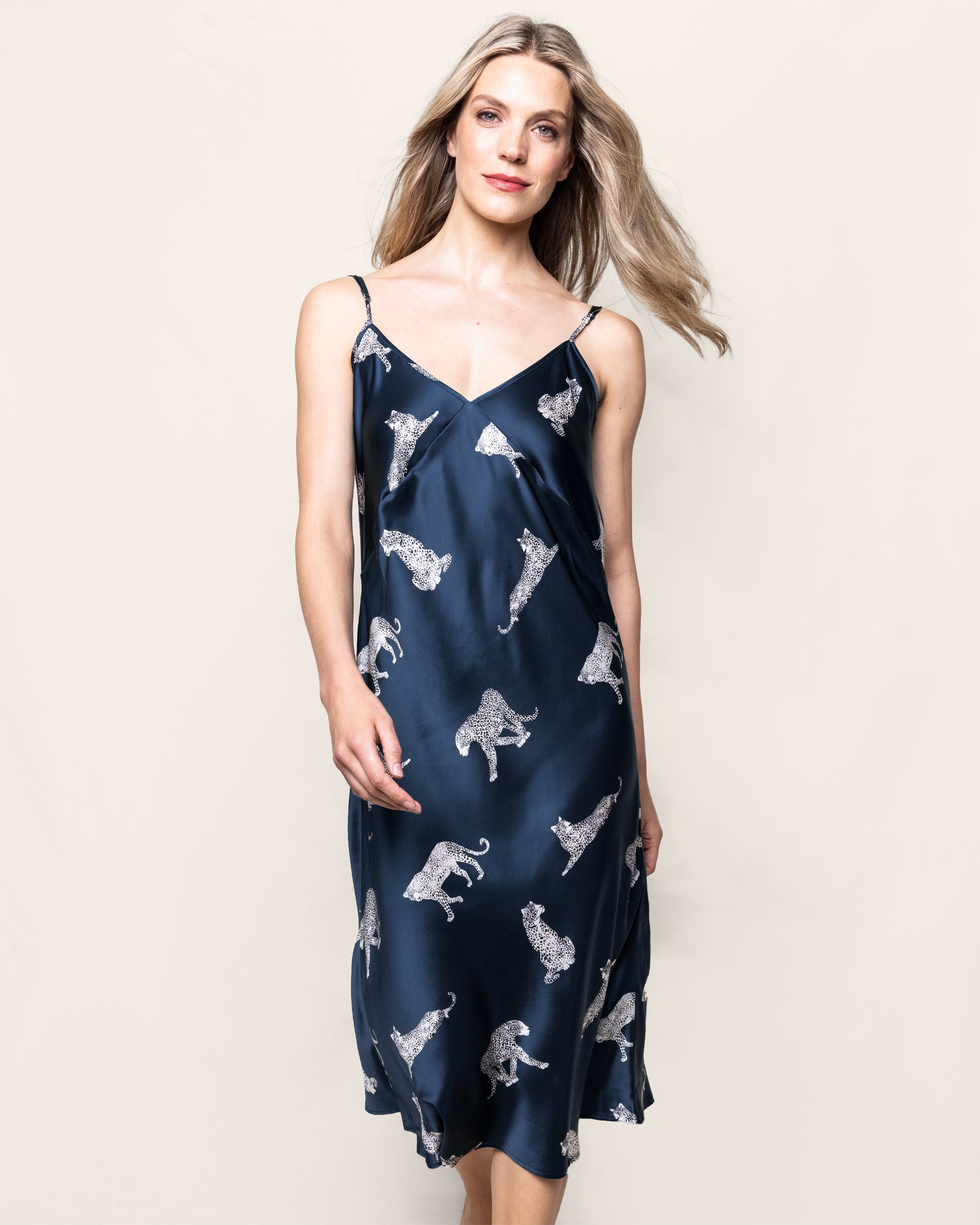 Women's Silk Cosette Nightgown in Panthère de Nuit