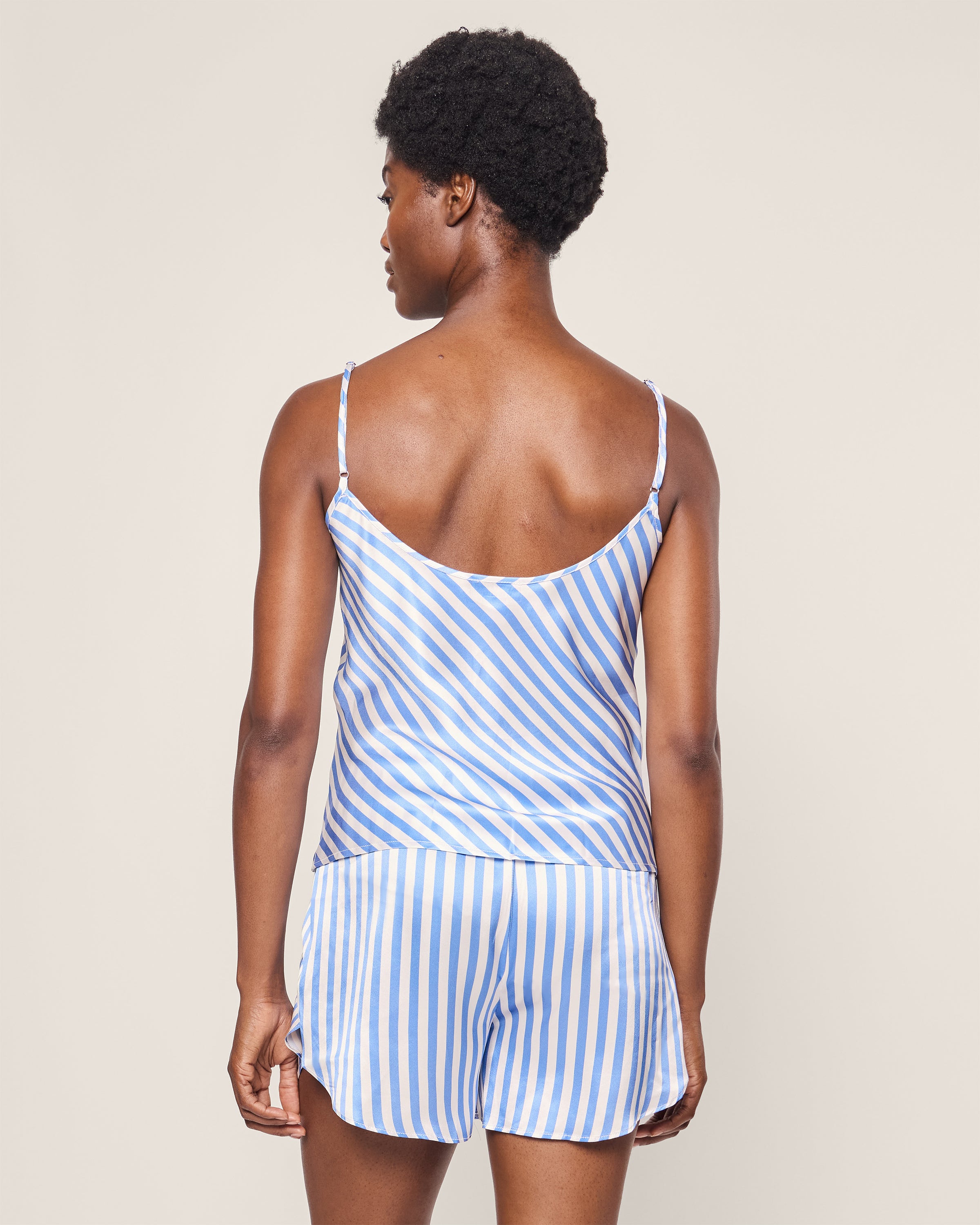 Women's Silk Cami Short Set in Azure Stripe