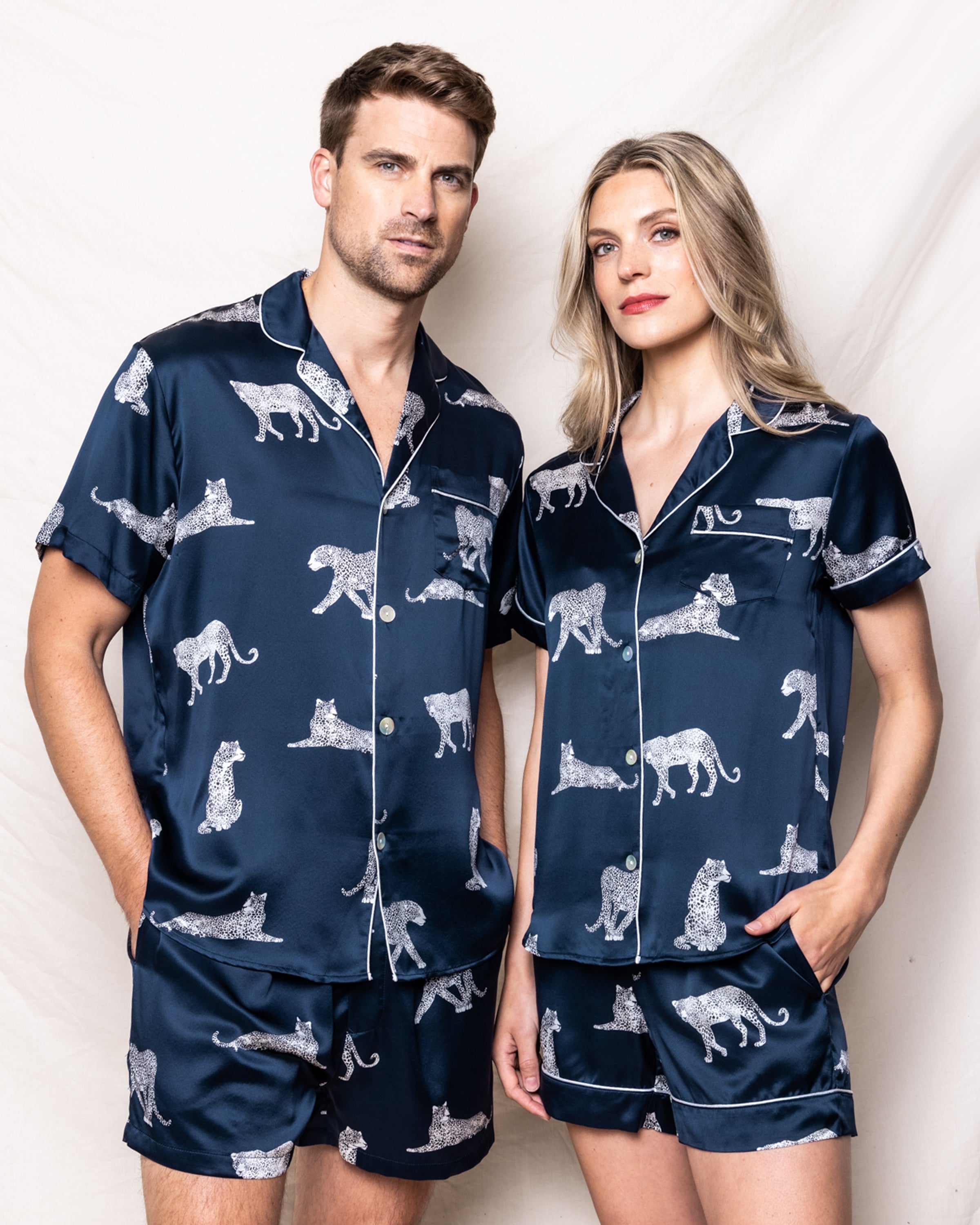 Women's Silk Pajama Short Set in Panthère de Nuit