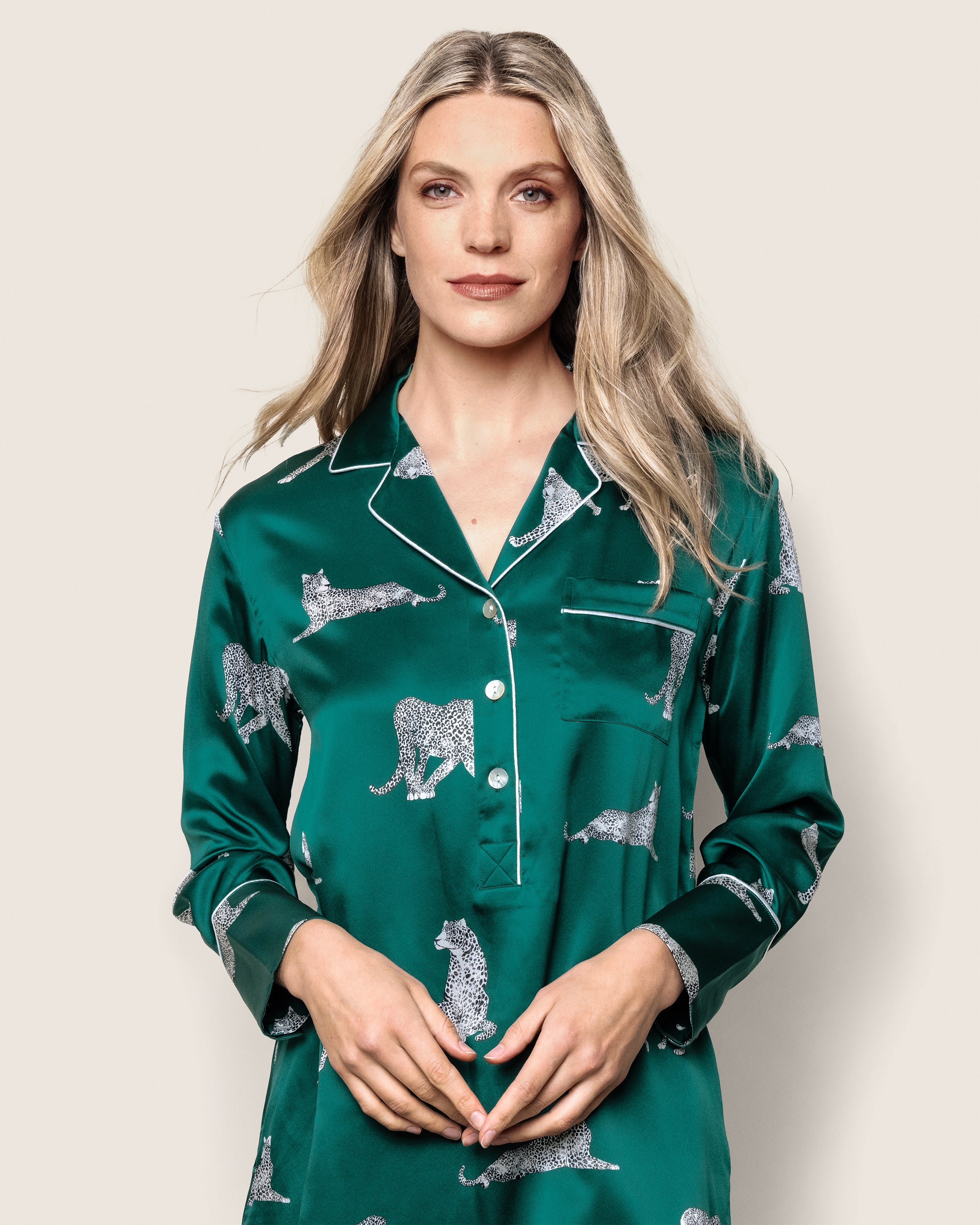 Women's Silk Nightshirt in Panthère de Luxe