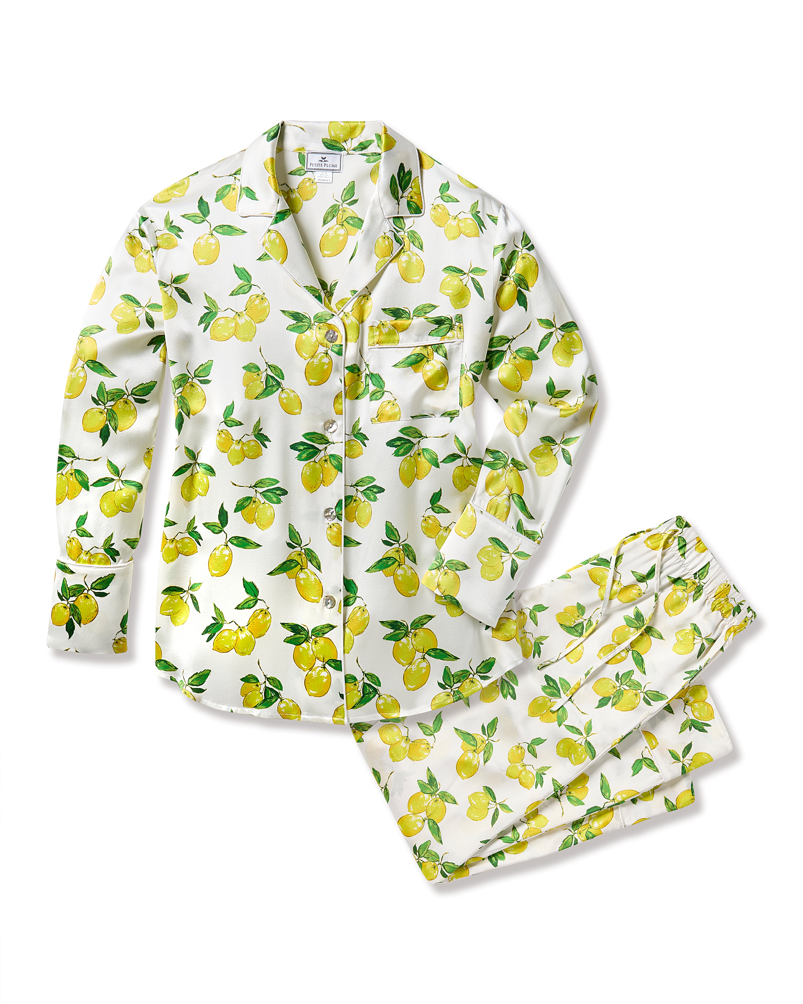 Women's Silk Pajama Set in Amalfi Lemons