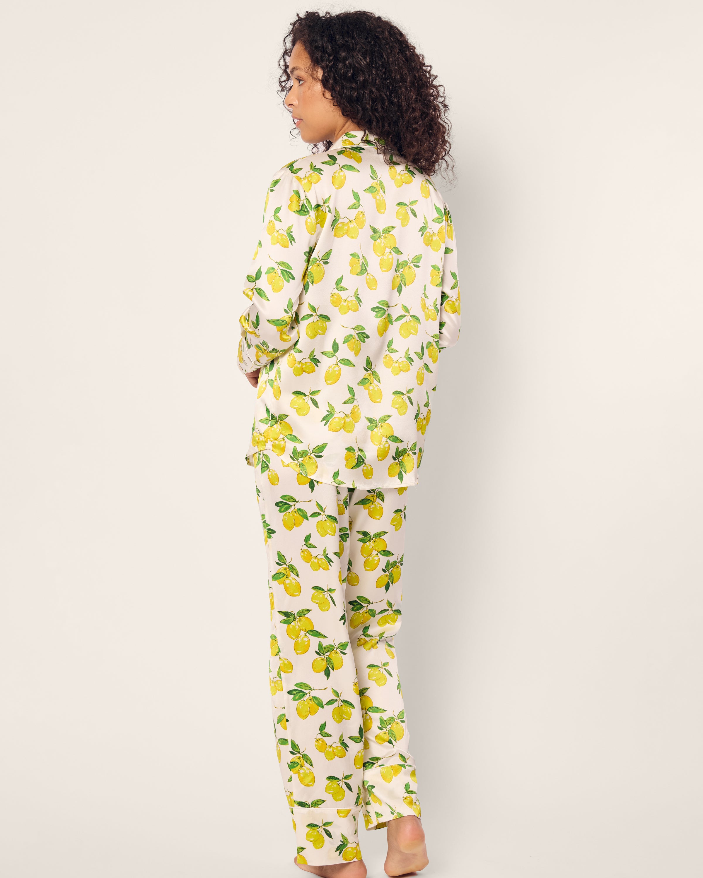 Women's Silk Pajama Set in Amalfi Lemons