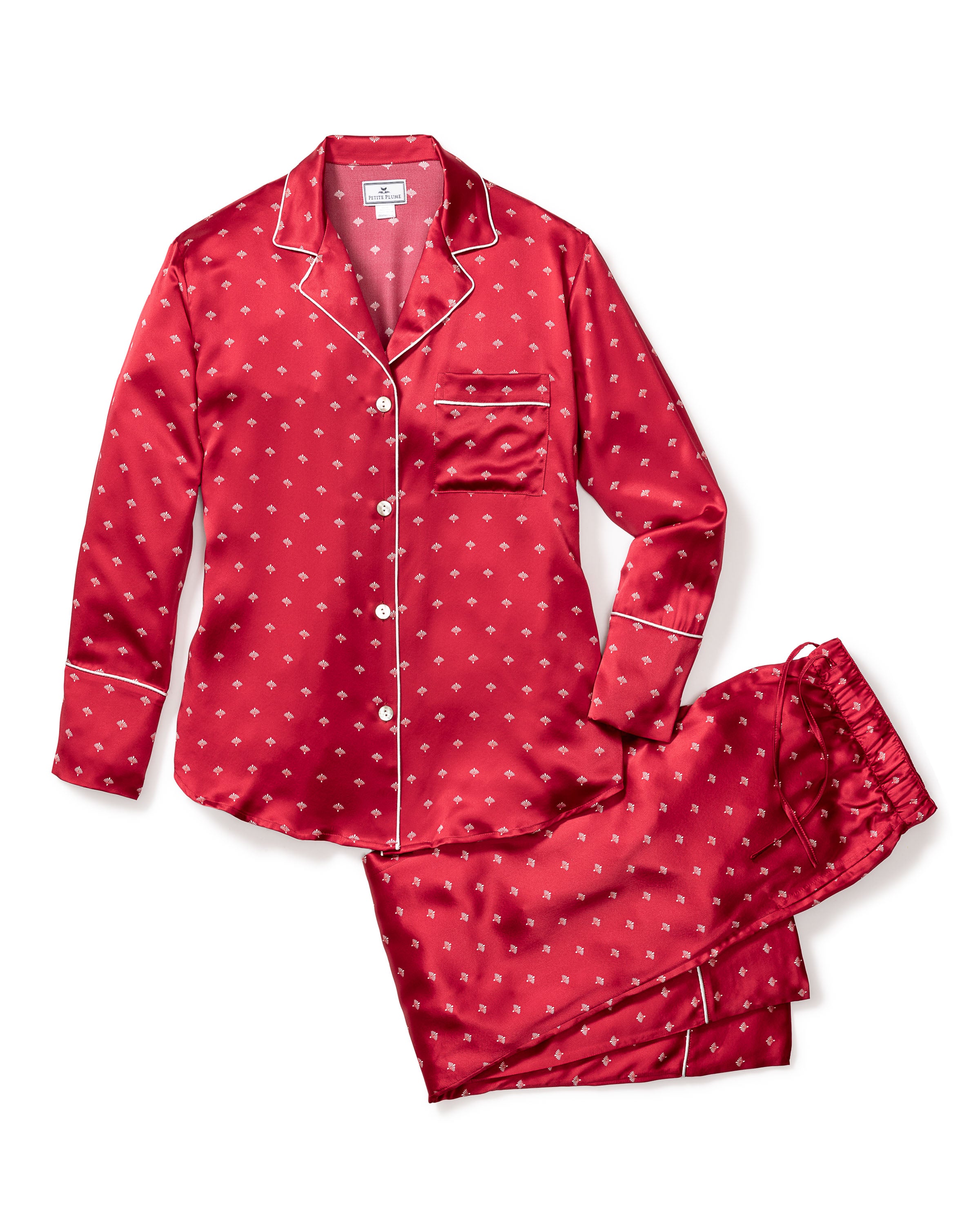 Women's Silk Pajama Set in Bordeaux Art Nouveau