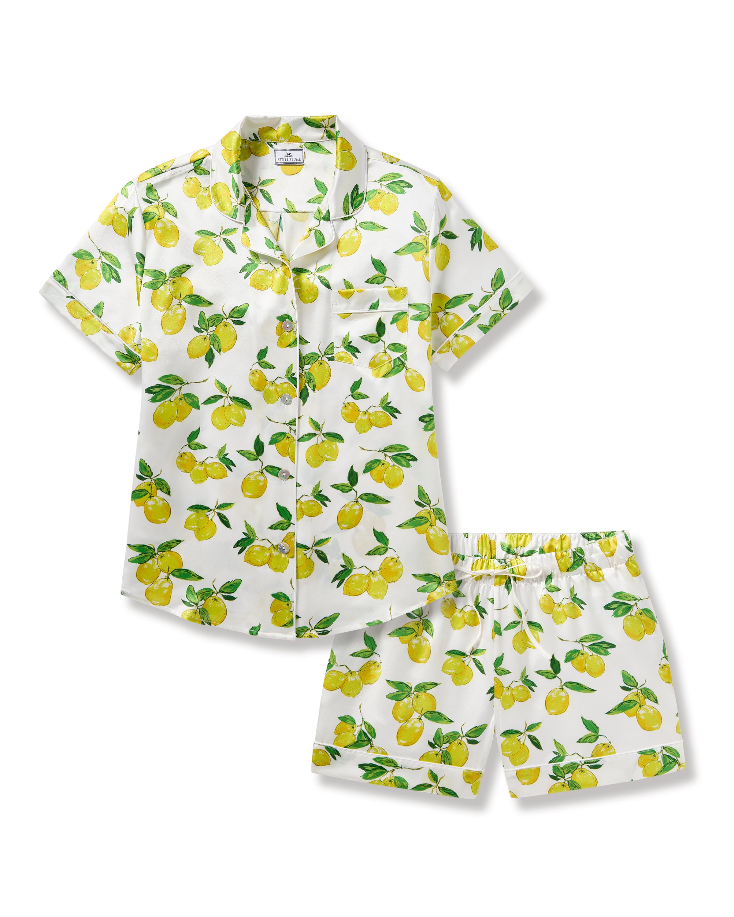 Women's Silk Classic Short Set in Amalfi Lemons