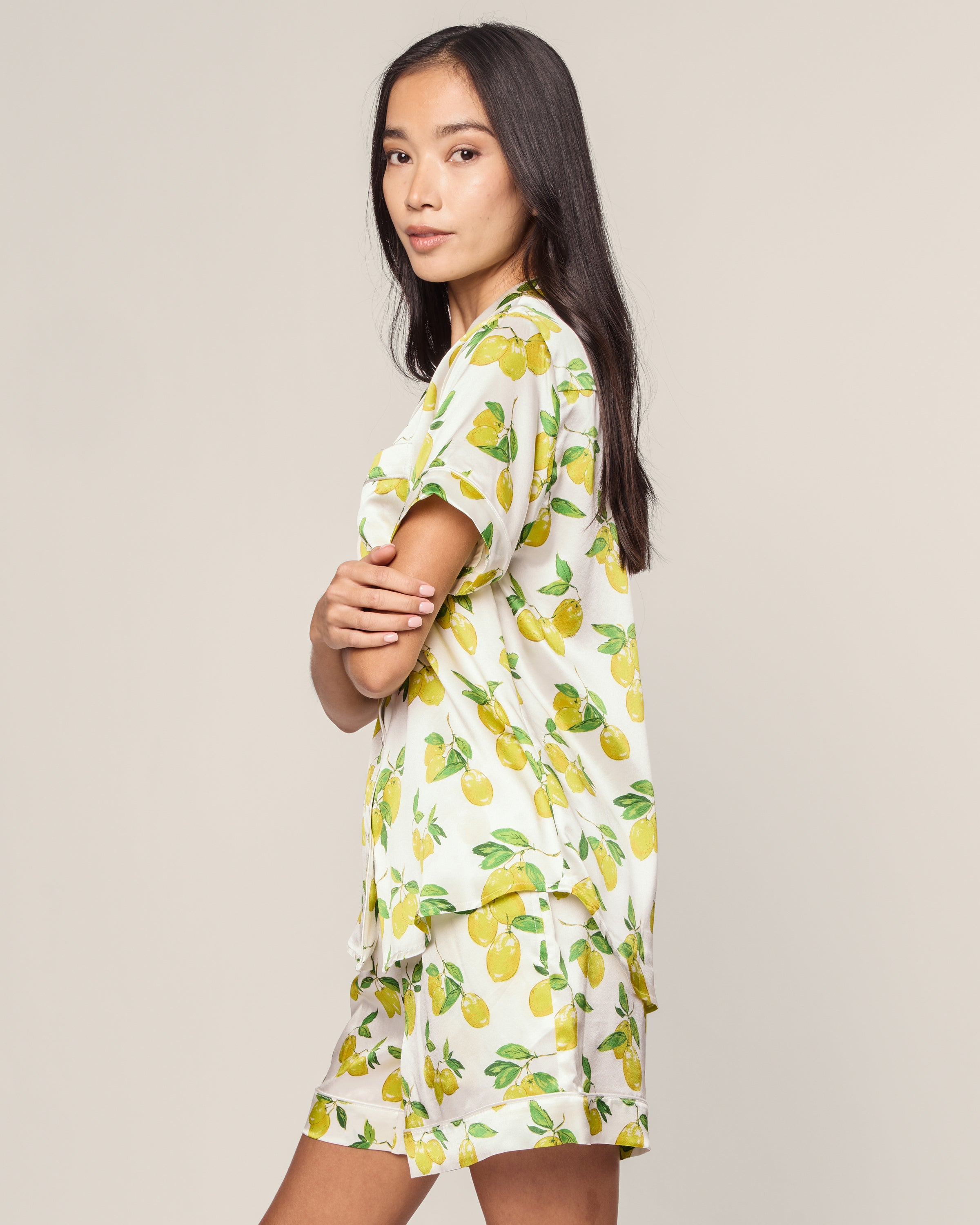 Women's Silk Classic Short Set in Amalfi Lemons