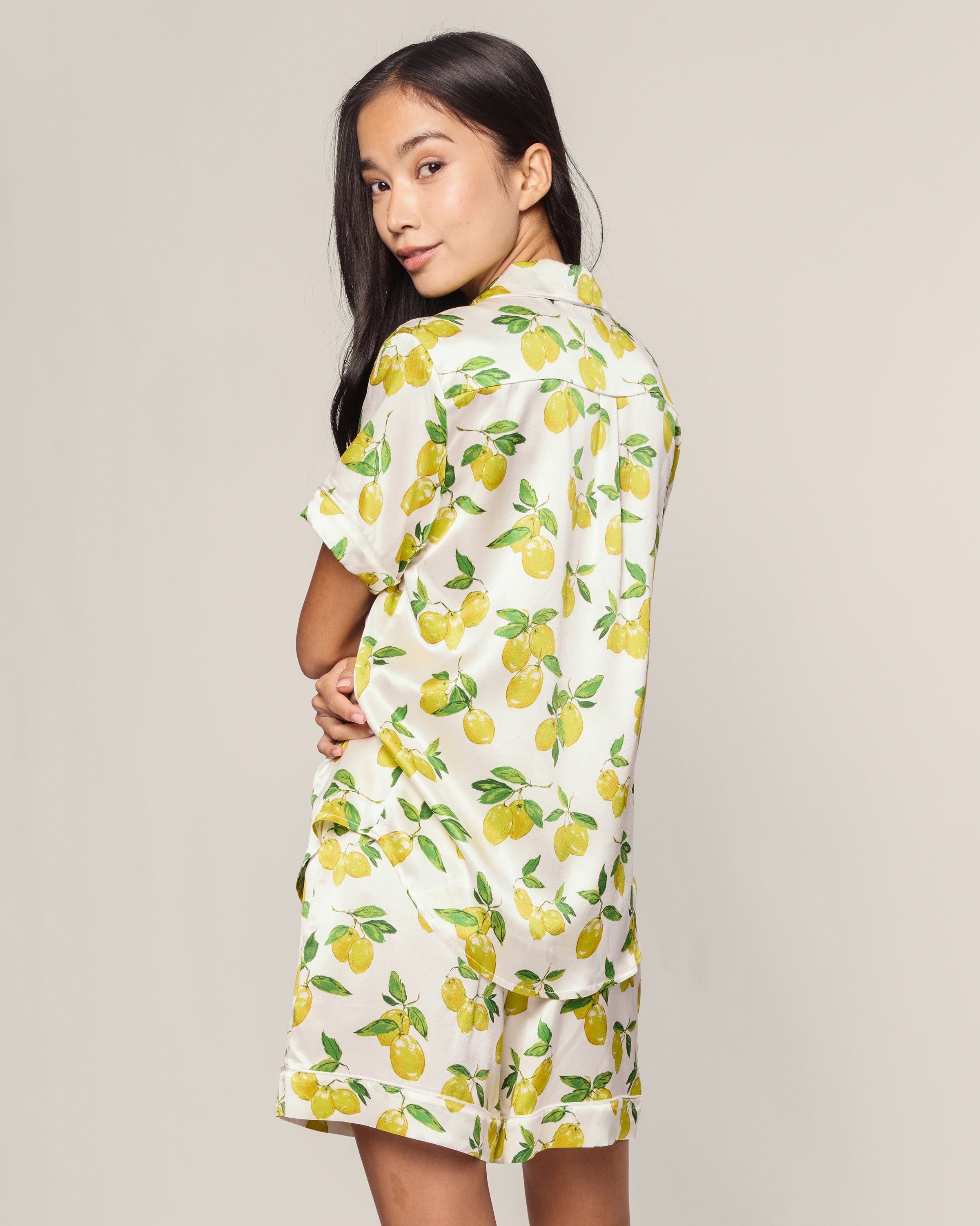 Women's Silk Classic Short Set in Amalfi Lemons