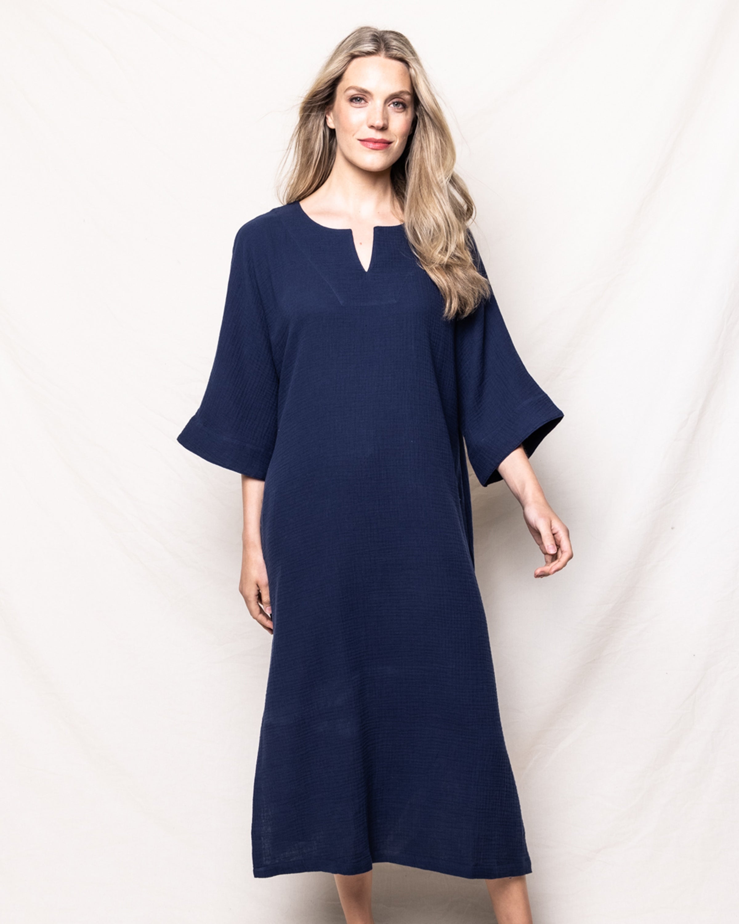 Women's Gauze Caftan in Navy