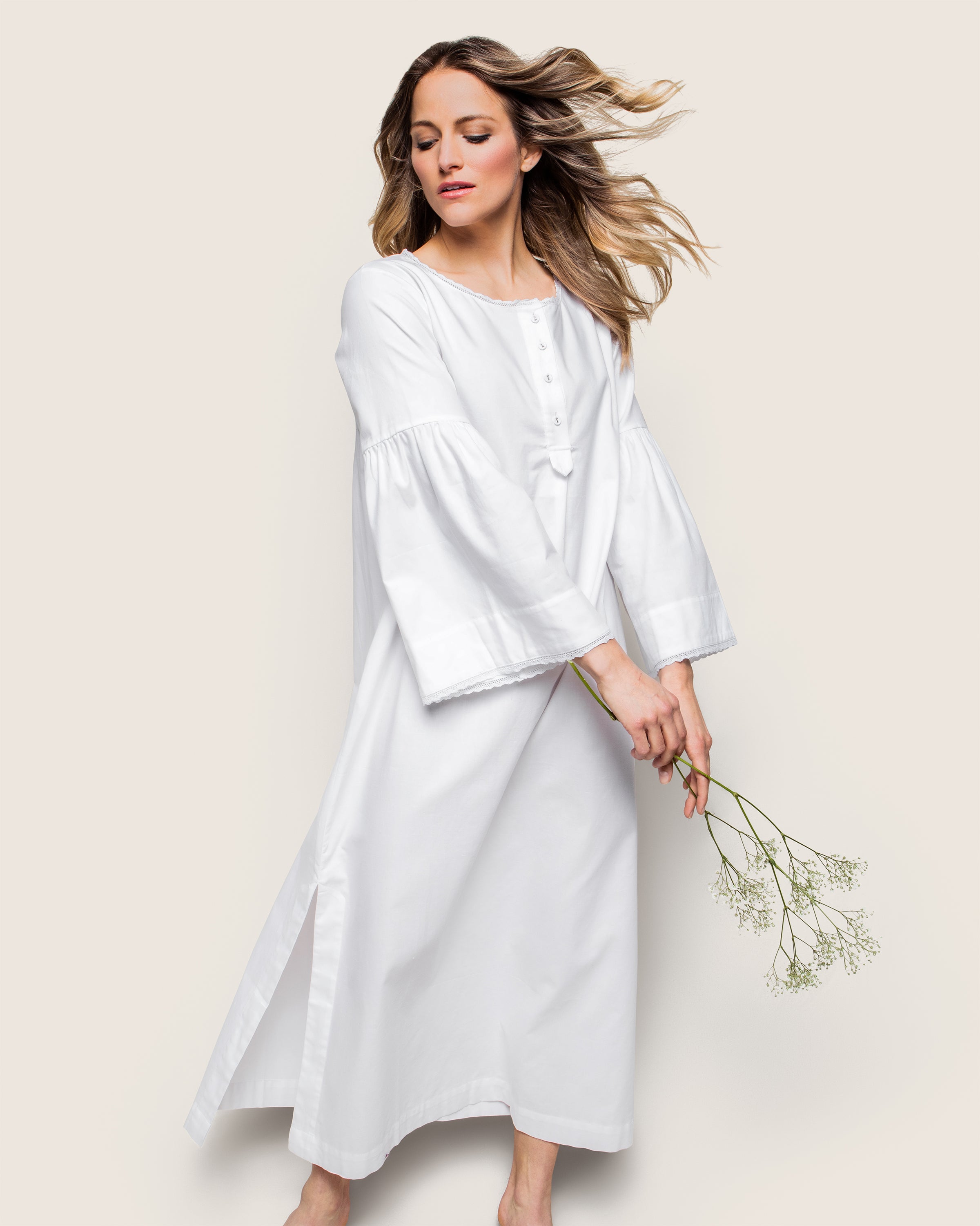 Women's Flannel Seraphine Nightgown in White